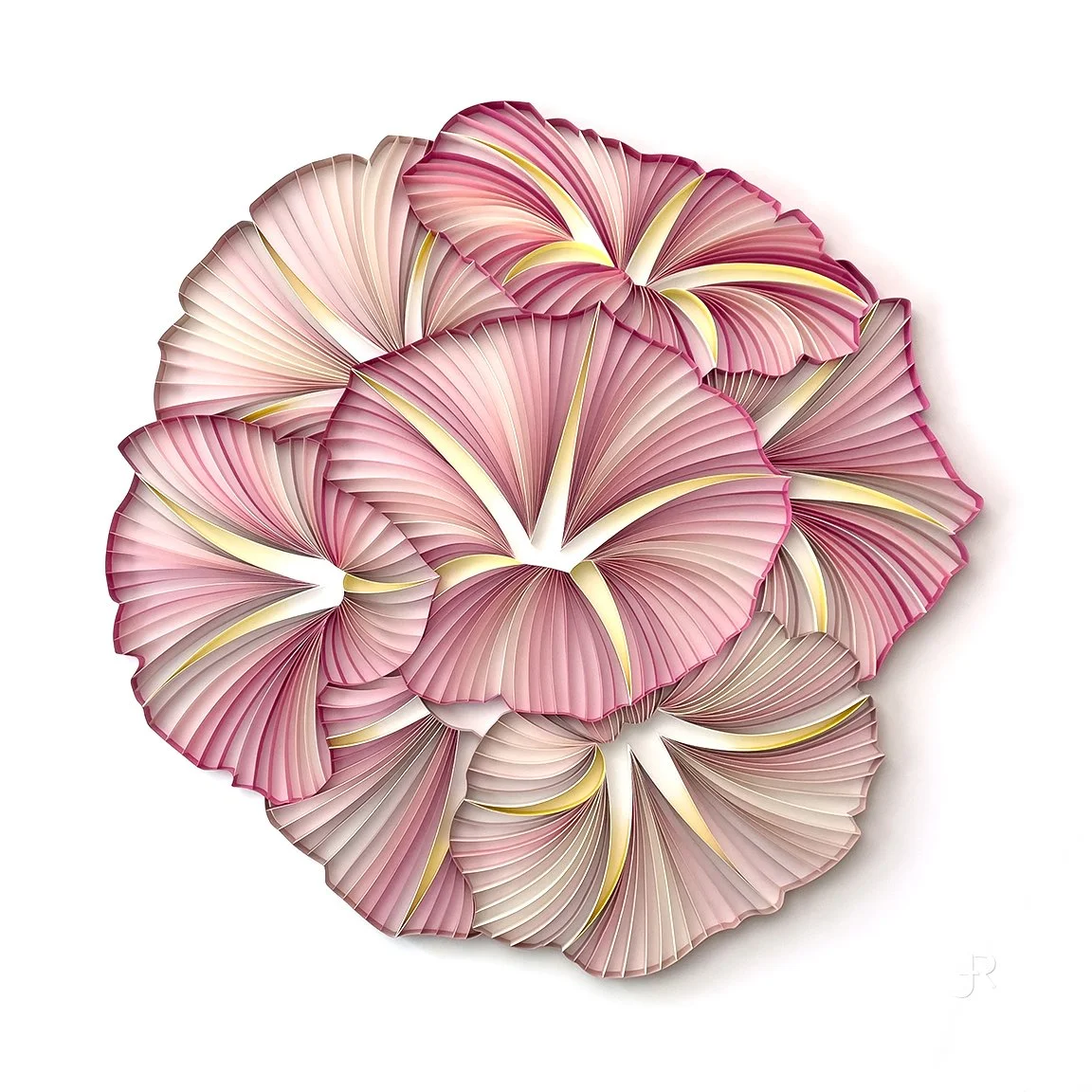 PINK MORNING GLORIES  
 
On-edge paper on composite board
 
44” x 44” x 1.25” |  1118 x 1118 x 32 mm