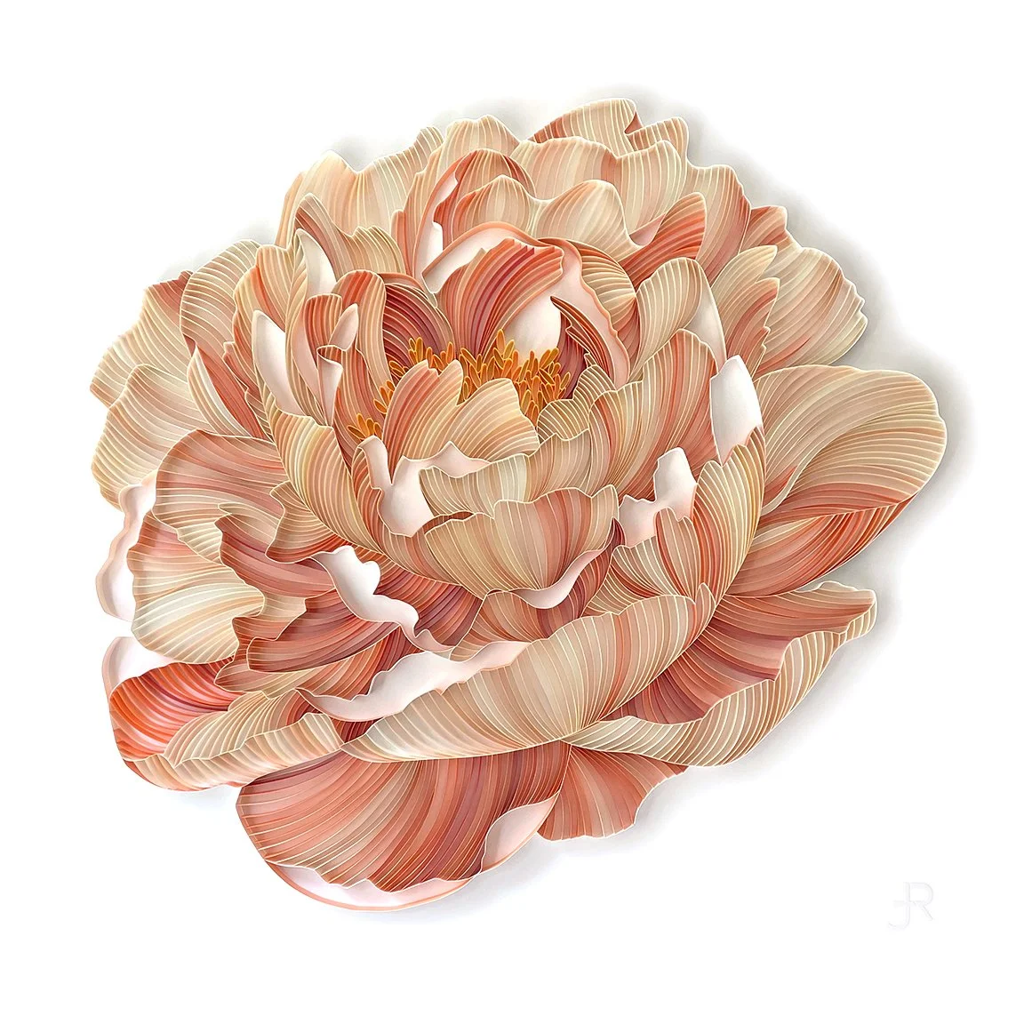 PEACH PEONY 
 
On-edge paper on composite board
 
44” x 44” x 1.25” |  1118 x 1118 x 32 mm