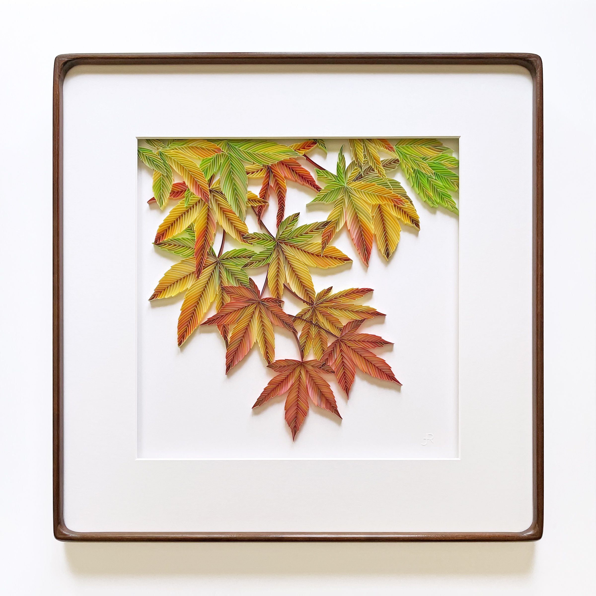 Flora original on-edge paper art - SANGO KAKU framed