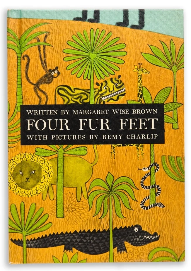 FOUR FUR FEET. Text by Margaret Wise Brown. Illustrated by Remy Charlip. Young Scott Books New York, NY. 1961; Dell Publishing, New York, NY. 1990