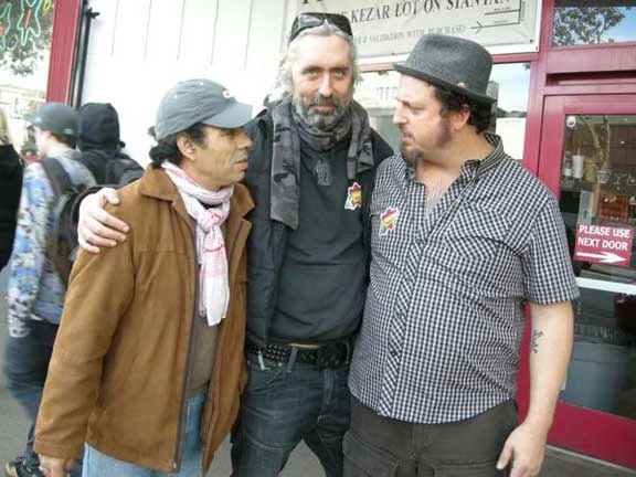 Bachir Attar, Sean Leonard, Dub Gabriel outside Amoeba Music