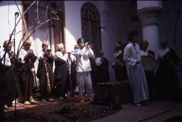 Mick Jagger recording with Bachir Attar and The Master Musicians of Jajouka