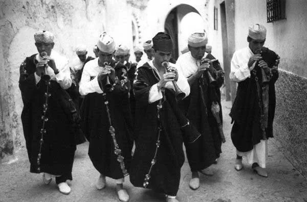 The Master Musicians of Jajouka led by Bachir Attar playing in the streets