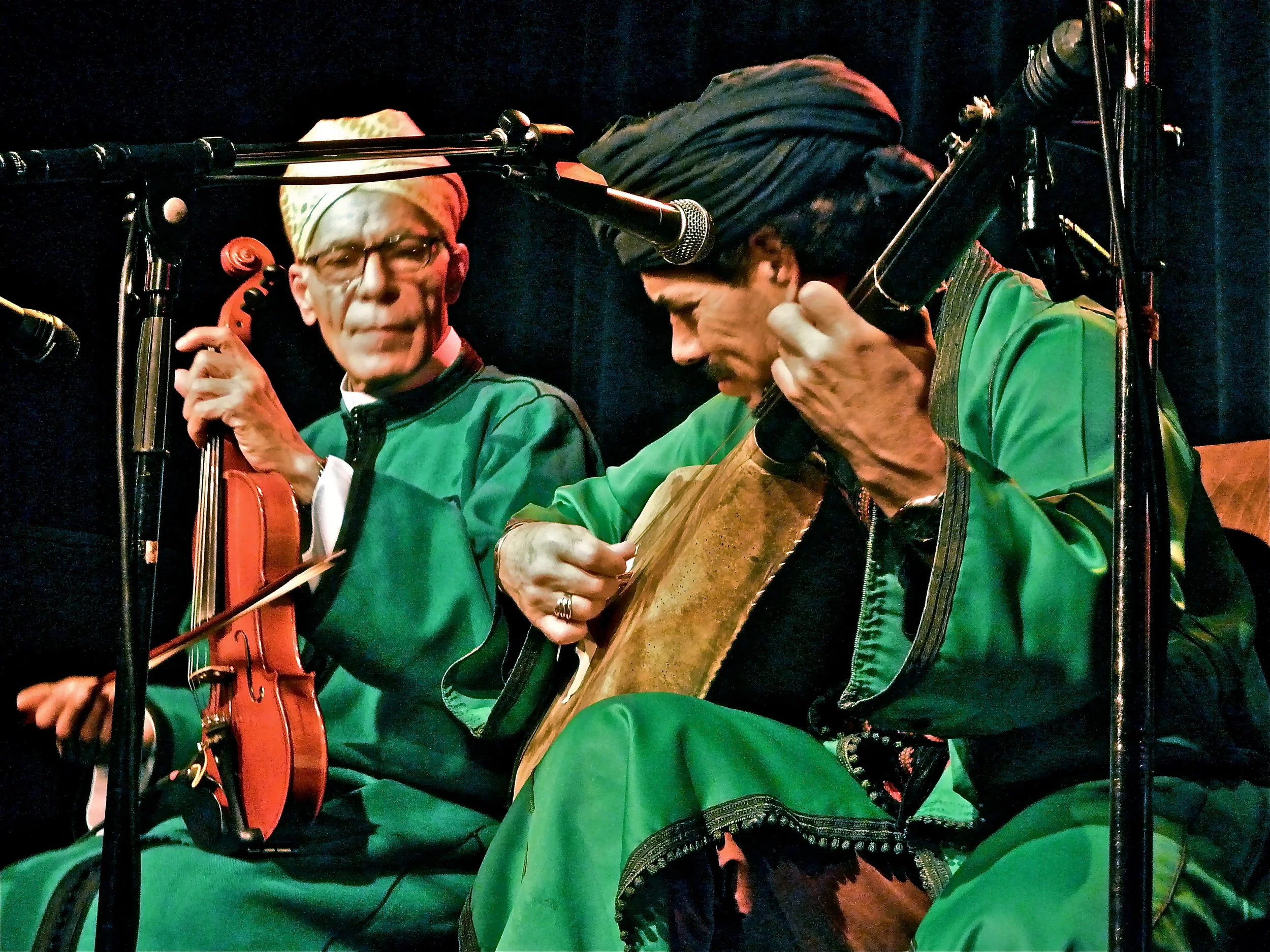Ahmed Bakhat and Bachir Attar performing with The Master Musicians of Jajouka with Bachir Attar live at the Nefertiti Club