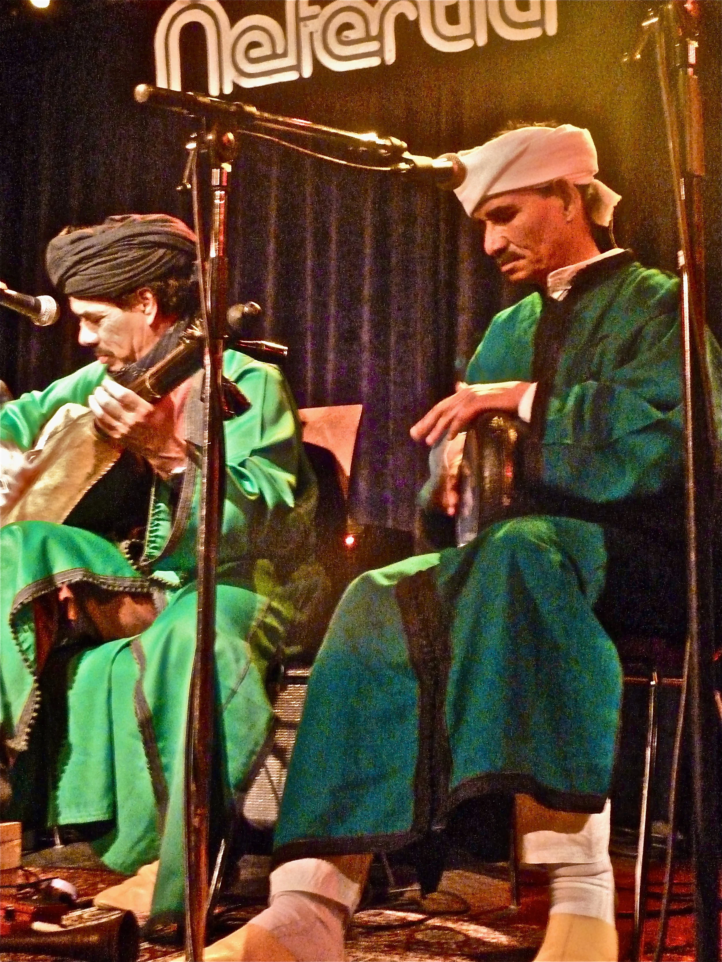 Bachir Attar and Abdellah Bokhzar performing live with The Master Musicians of Jajouka with Backer Attar live at the Nefertiti Club