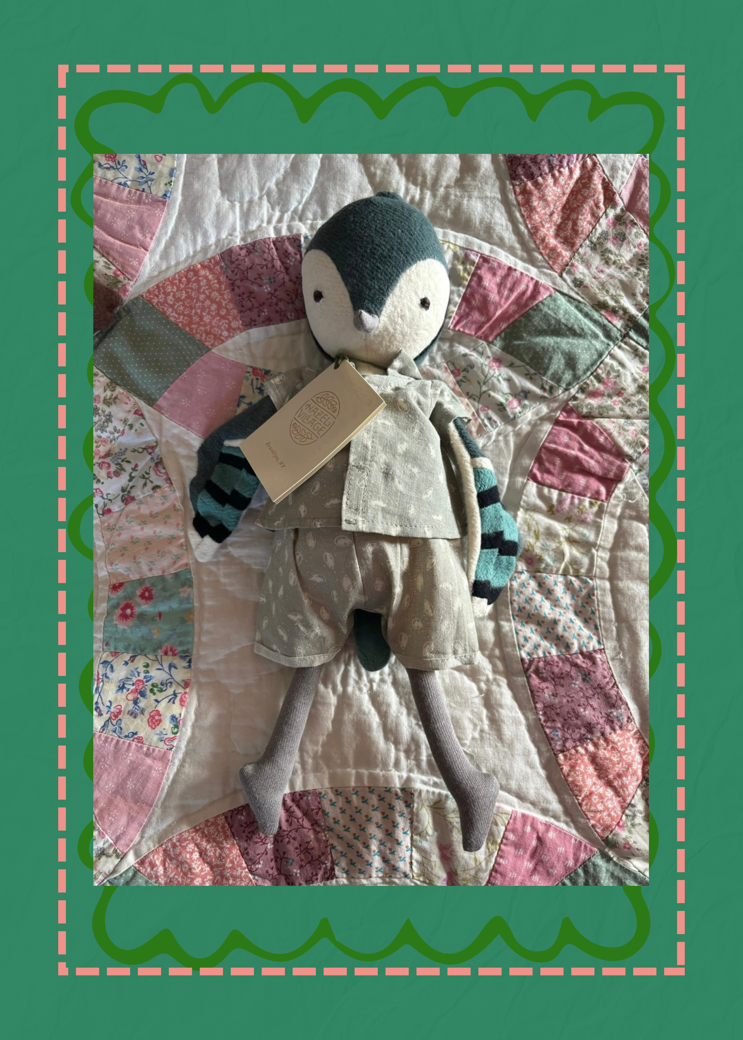 NWT Leonard Blue Jay by Hazel Village with his Seed print top and shorts, Free Shipping