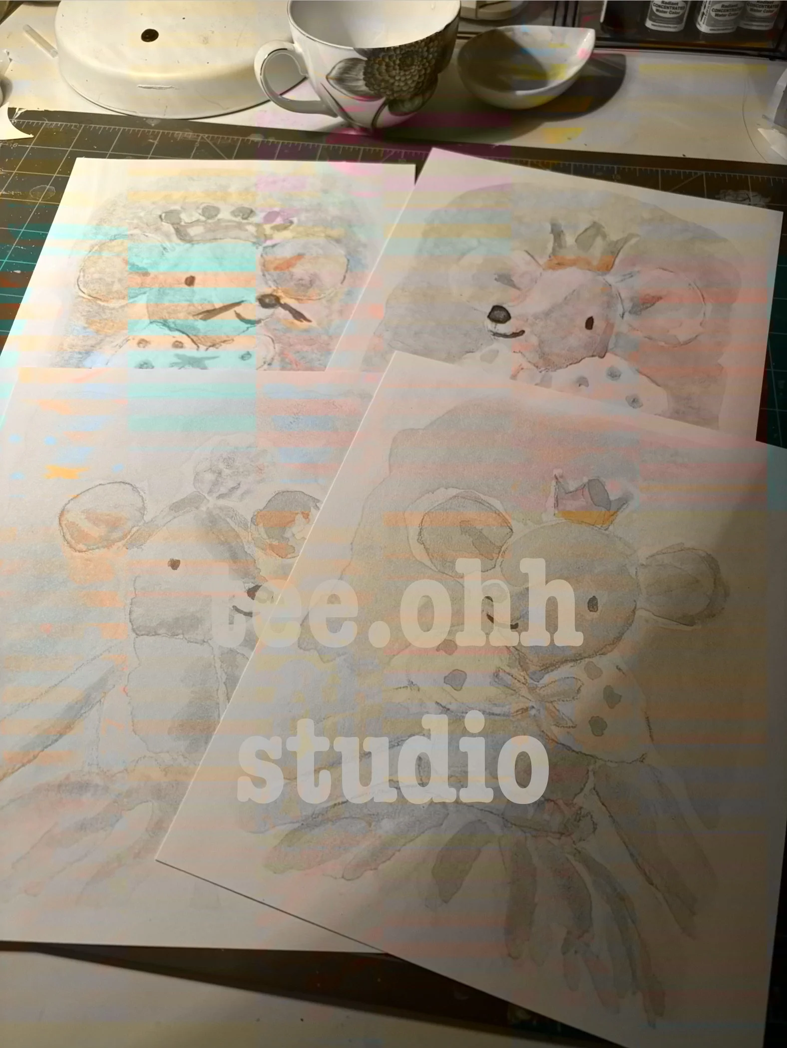 Custom Order of 4 8x10 Watercolor Mouse Prints