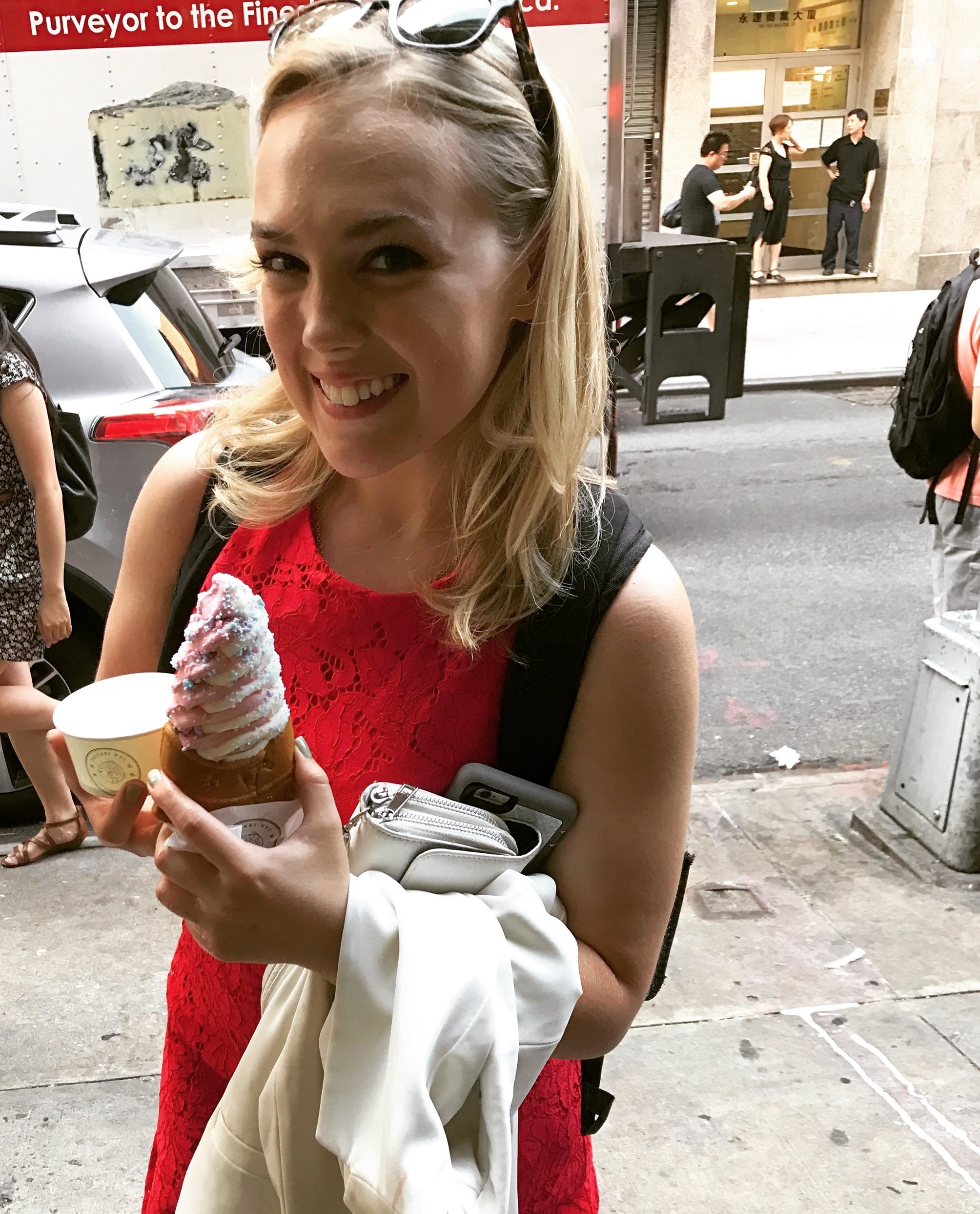 After our masterclass on Saturday, my friend and I hunted down some ice cream. We traveled Chinatown to get Taiyaki . I got my first cone and it began to melt almost immediately. As soon as I travelled outside my entire mountain of soft-serve fell off my cone. Turns out the fish cones, while utterly adorable, delicious, and instagrammable, are not very practical. They're filled with custard or red bean and are very shallow. However, they were so kind and remade mine. My friend promptly snapped a pic and I put it in a cup. 