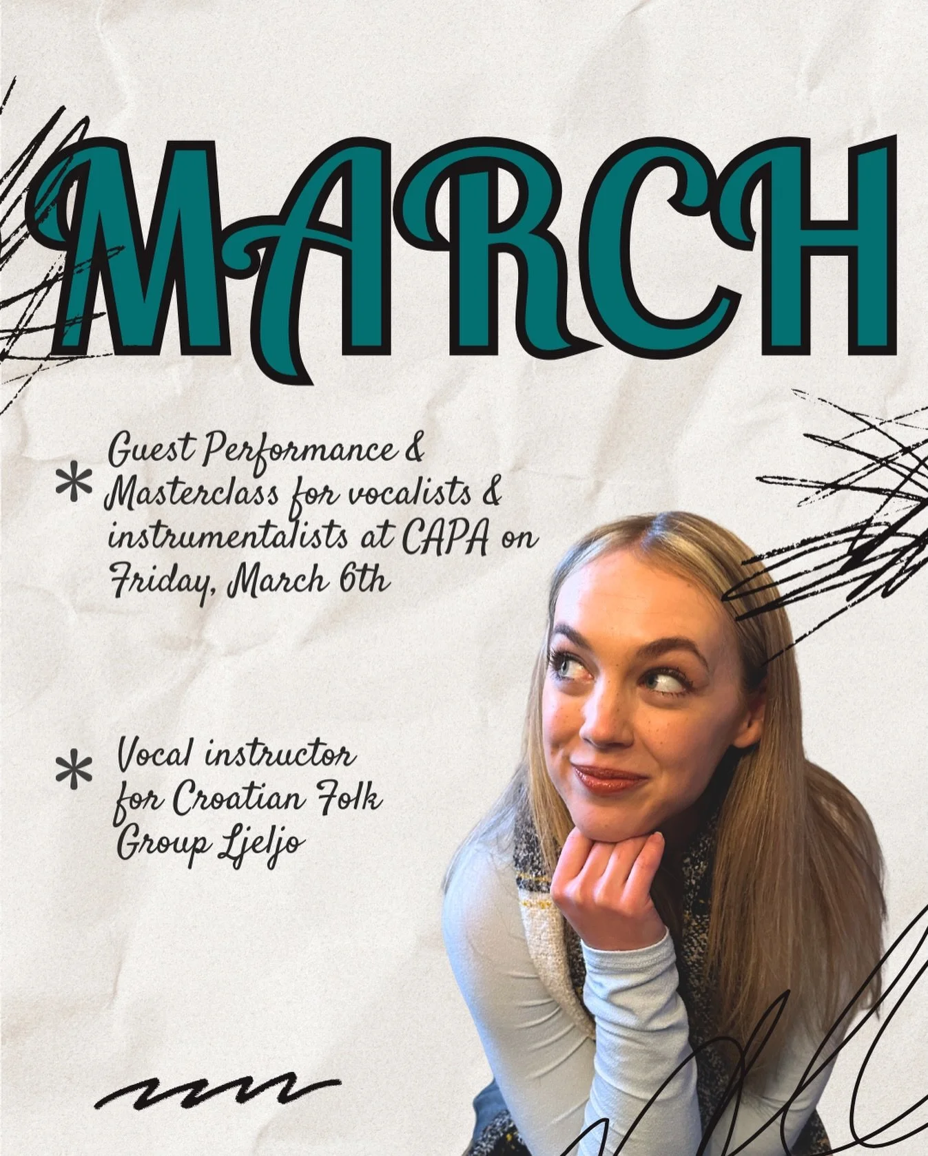 Some professional announcements for the month of March! I do not have public performances every month, so when I don&rsquo;t, it&rsquo;s nice to share what my work looks like anyways! 🎶 can&rsquo;t wait to see everyone at some concerts in April &amp