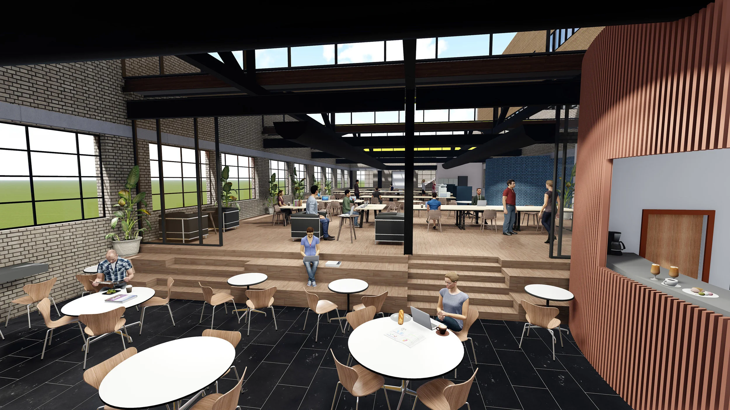 View of the interior, Co-Working Hub & breakout space