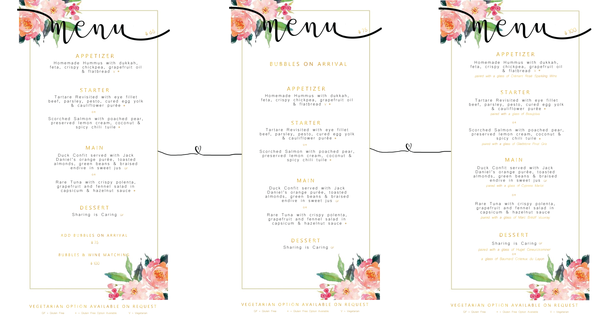Valentine's Day Set Menu Option