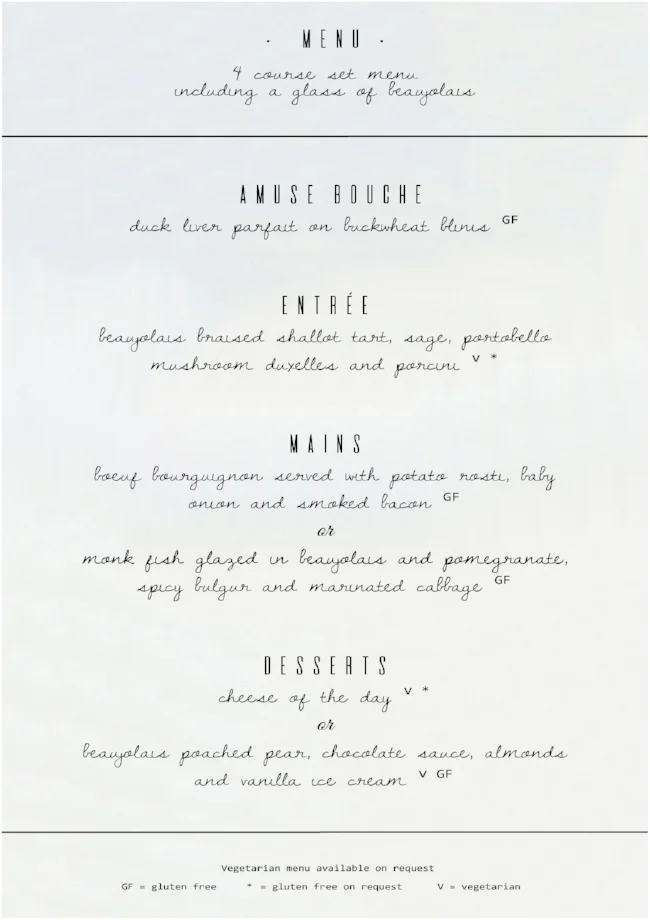 Beaujolais Menu
