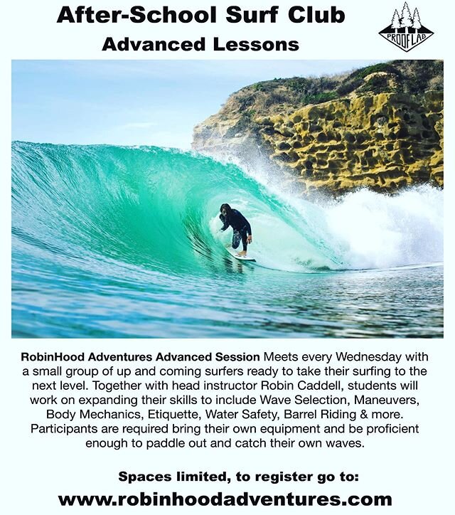 Our Advanced Class is back this Spring with an early 2:30pm Start time ! More time in the water, more waves and more options for different spots! Spaces are limited 🤙🏽 @prooflab