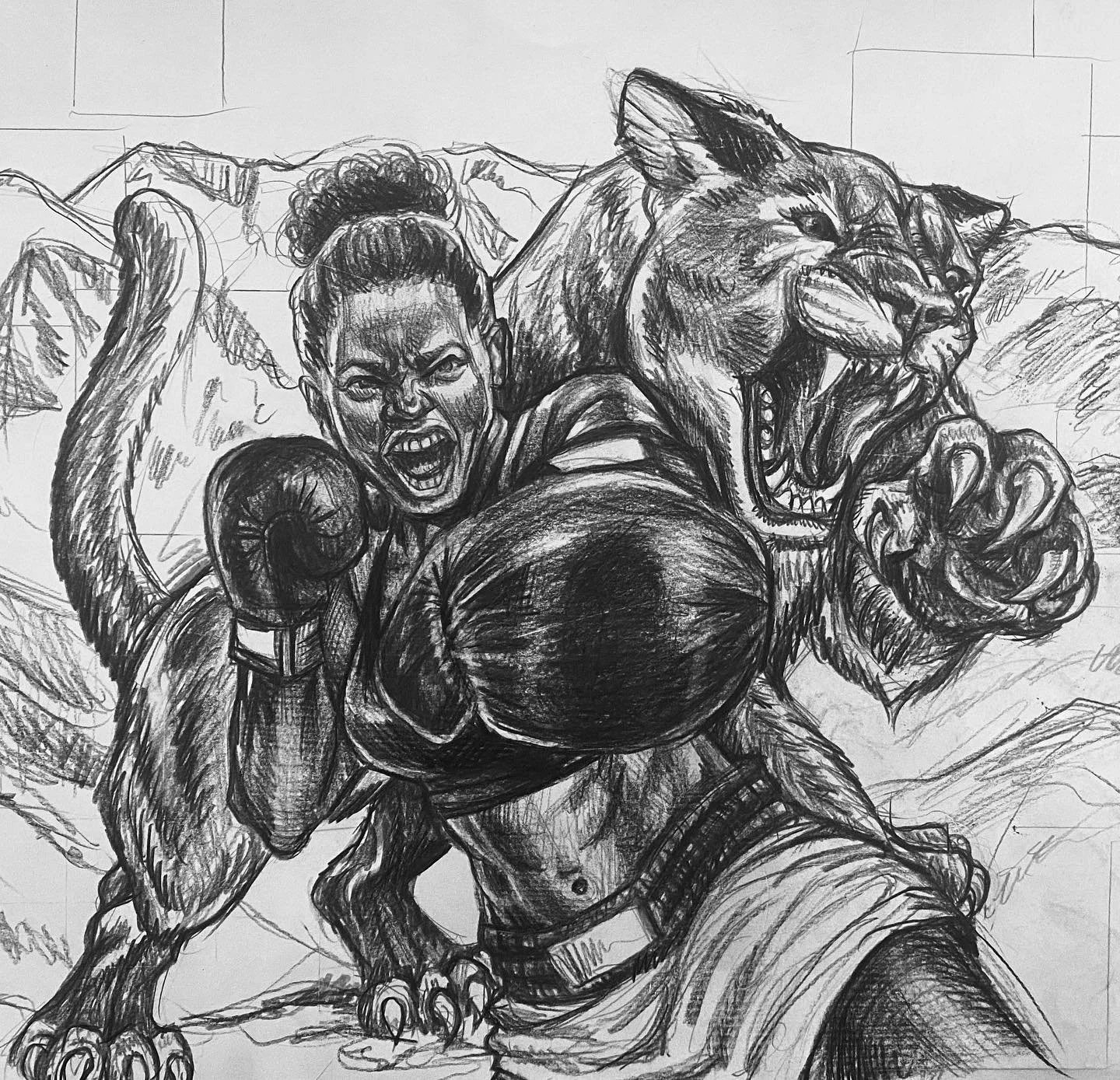 Sketch for a mural. We&rsquo;ll see how much of it I&rsquo;ll need to change 😅