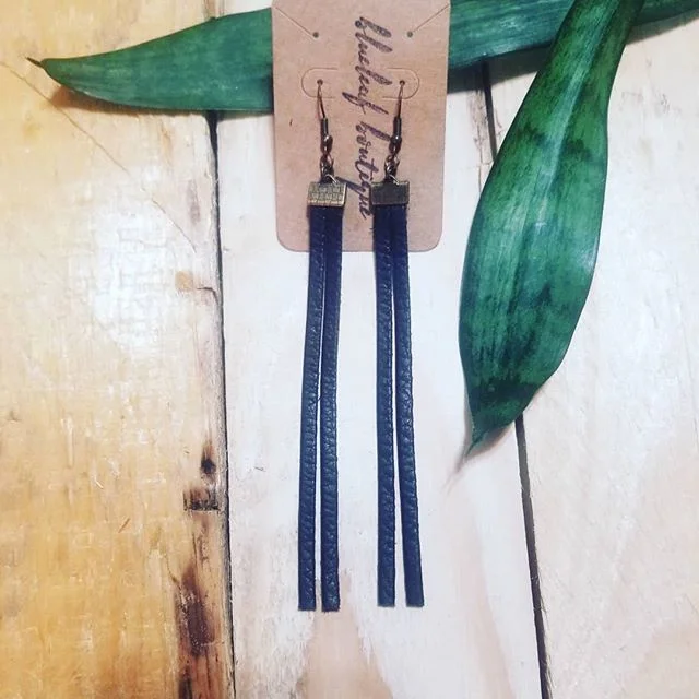 Long Leather Fringe in Tobacco Black $26 with free delivery in Anchorage and the Valley. 
Shipping outside Alaska is available upon request. 
Comment &quot;sold&quot; and I will PM you to make arrangements.

#handmadeinalaska #handmadejewelry #leathe