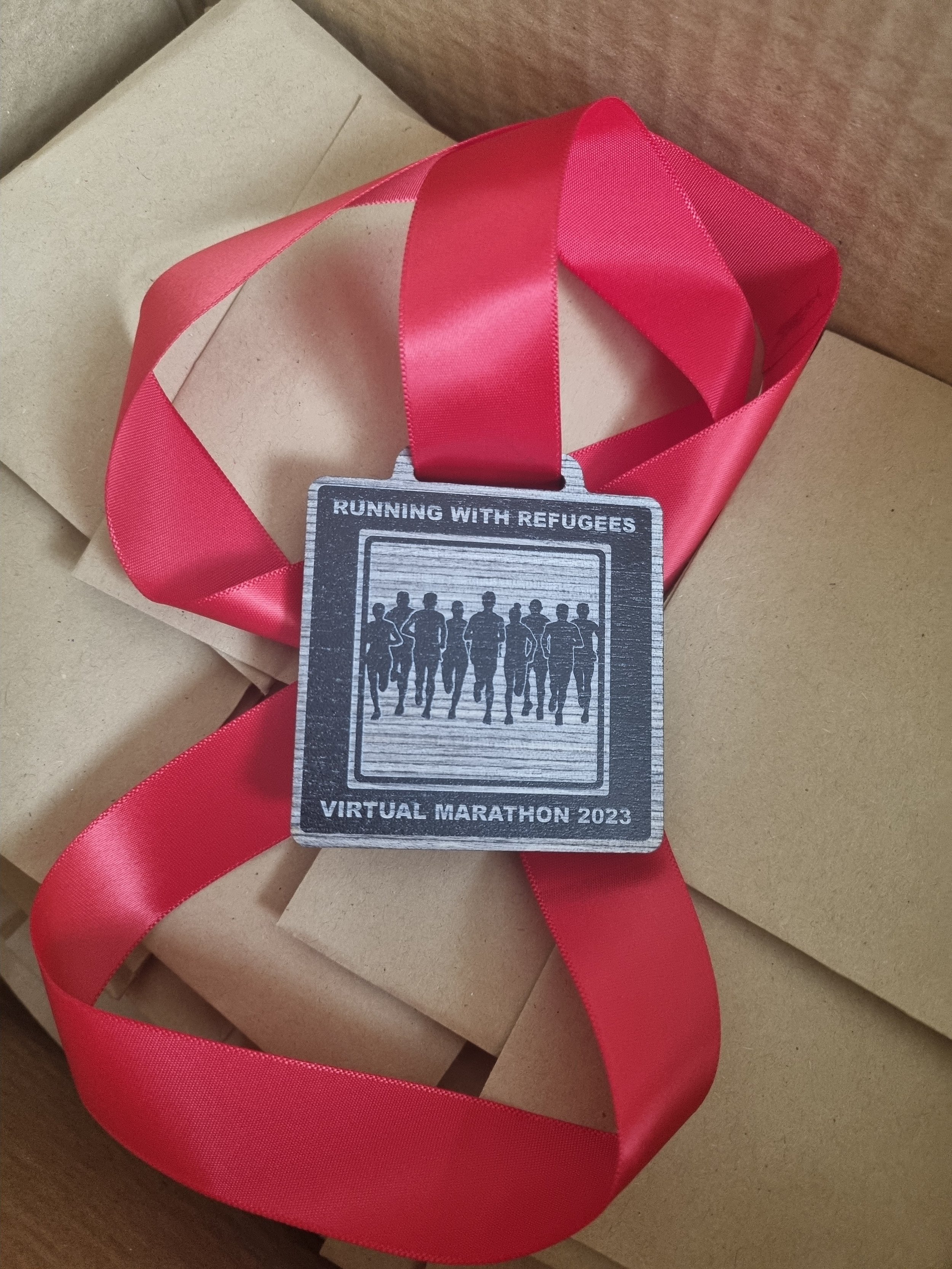 Virtual Marathon driftwood medals 2023