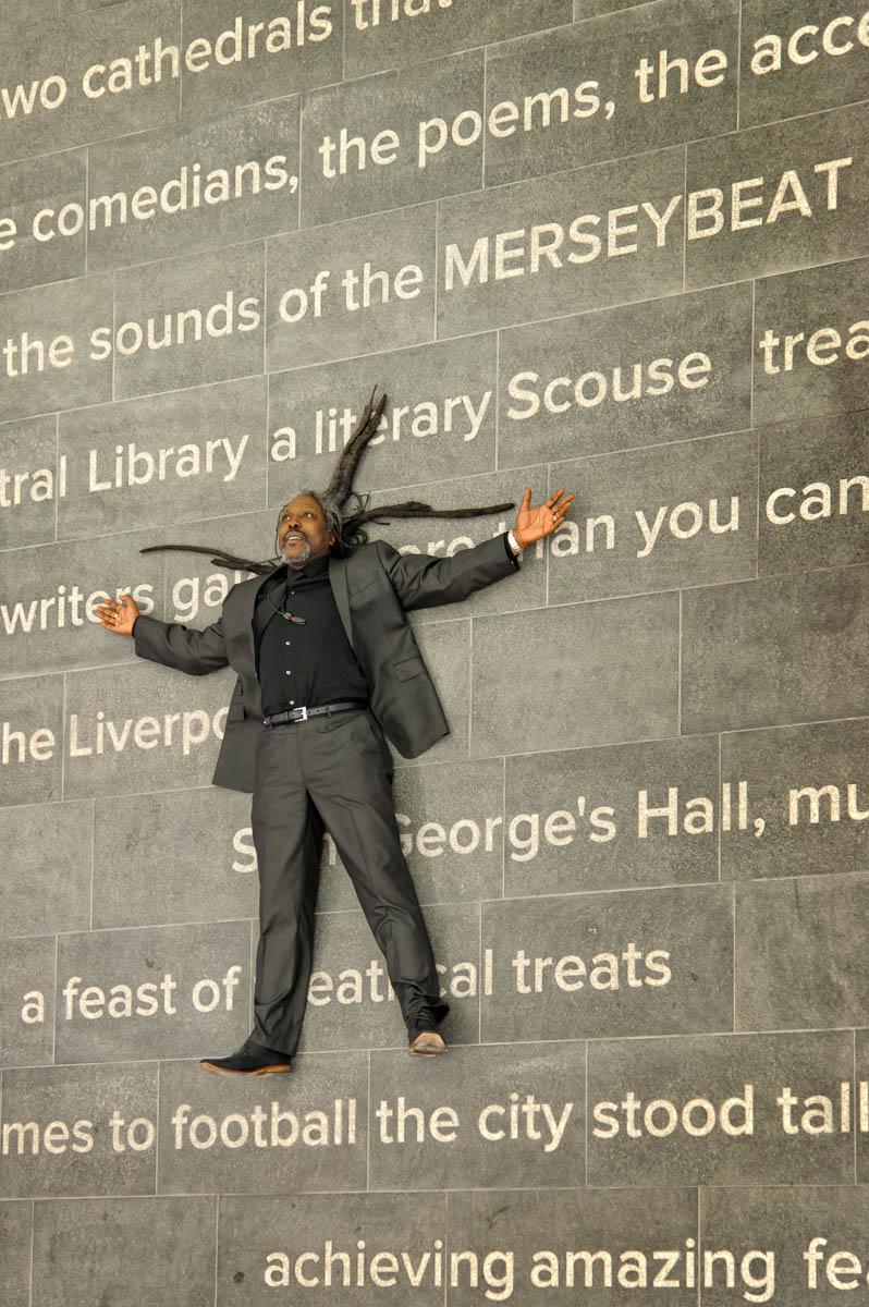 POEM IN LIVERPOOL CENTRAL LIBRARY To coincide with the reopening of the newly redeveloped Liverpool Central Library in 2013. Levi Tafari was commissioned to create a poem which is now ecthed instone at the entrance to the librarywelcoming visitors to the library. The poem "The Daughter of Merseyside" which celebrates Liverpool's rich heritage, history, arts and culture is the centre piece on the ground floor of the library.