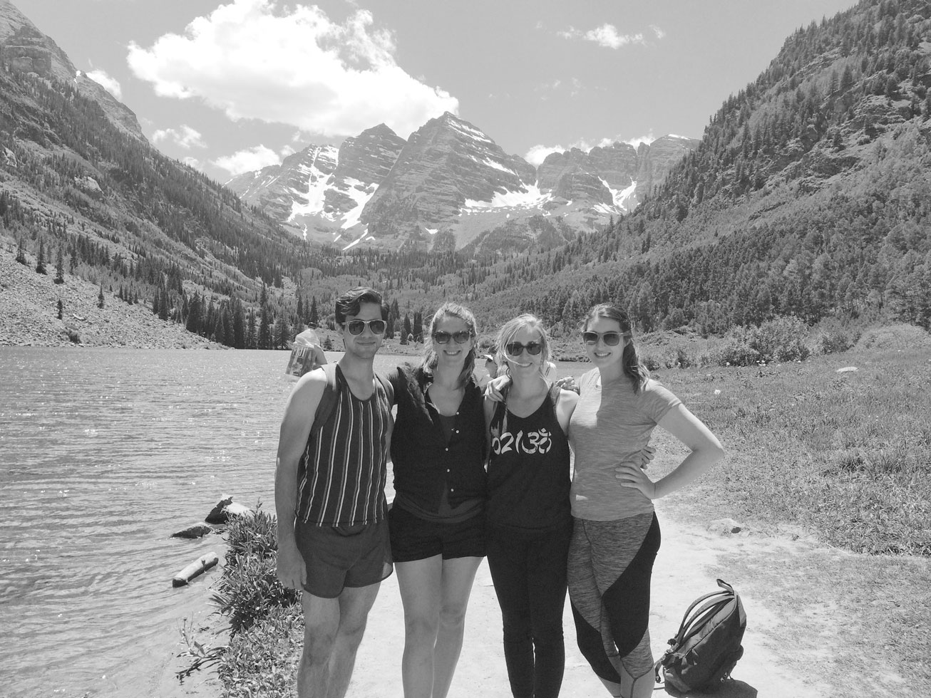 Hiking with her students in Aspen