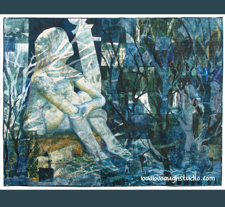 Becoming One With The Night Textile Collage Bobbi Baugh 2018