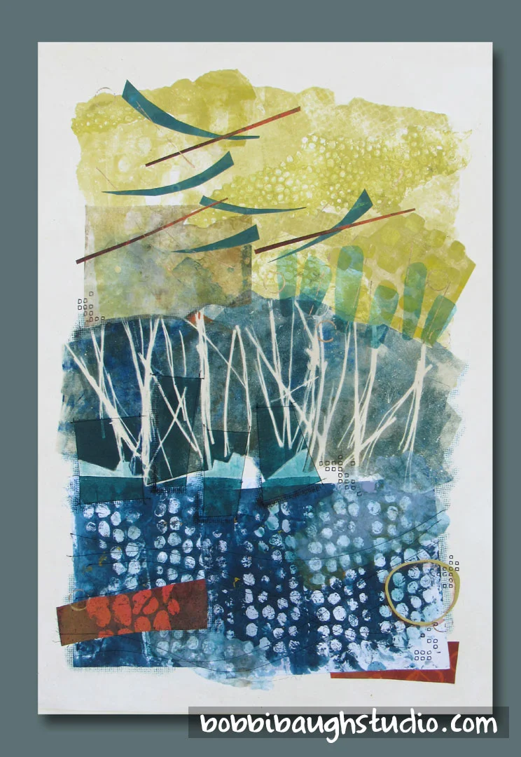 Completed Collage/Art Quilt - “Summer Dances” 38”H x 26”W