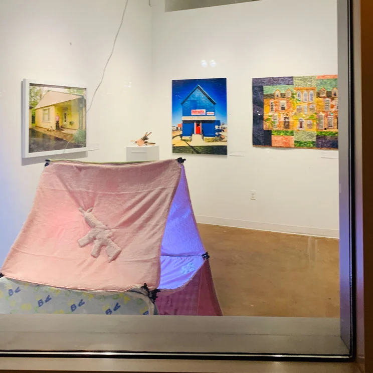 The view from the street - looking into the window at Touchstone Gallery