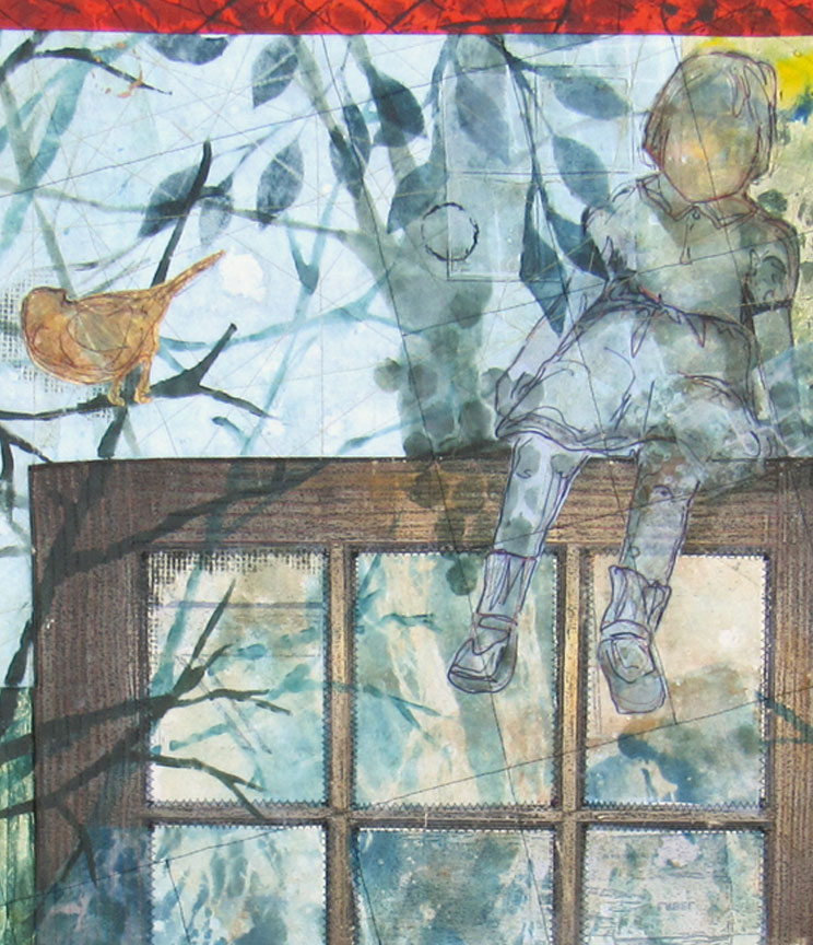“Look Through to the Memory” 42” x 42” art quilt (detail)