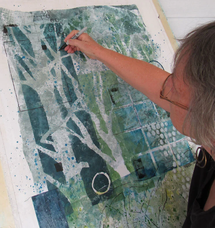 bobbibaughstudio-drawing-on-textile-collage-in-progress.jpg