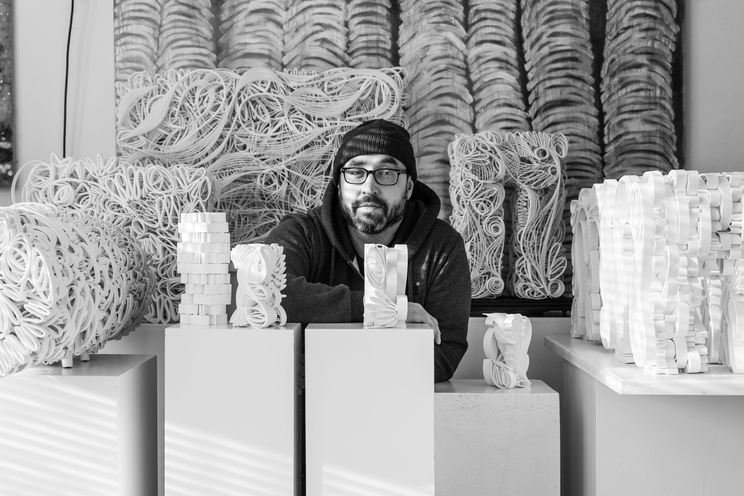 David surrounded by works