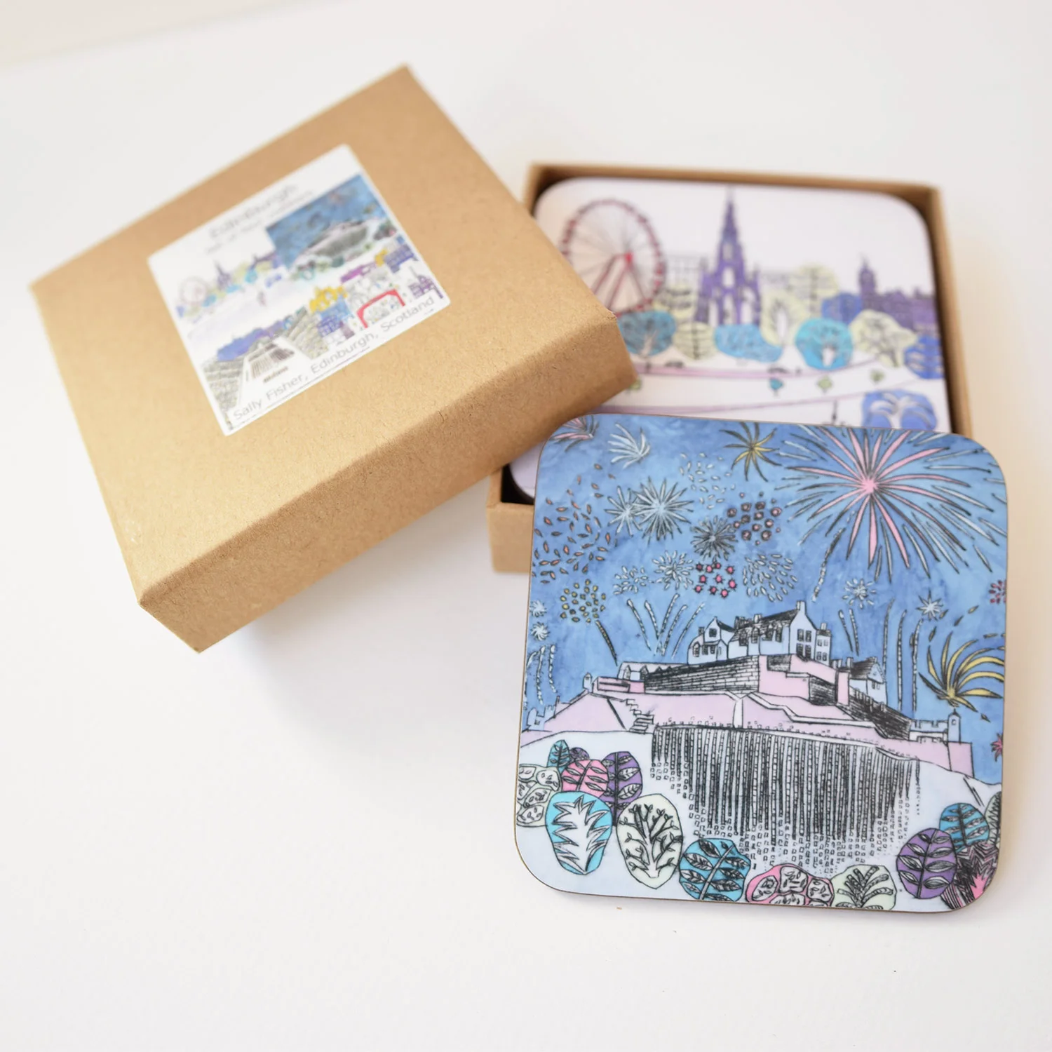 Edinburgh-Castle-coasters-set-of-four-collagraph-print-art-watercolour-gift-box.jpg