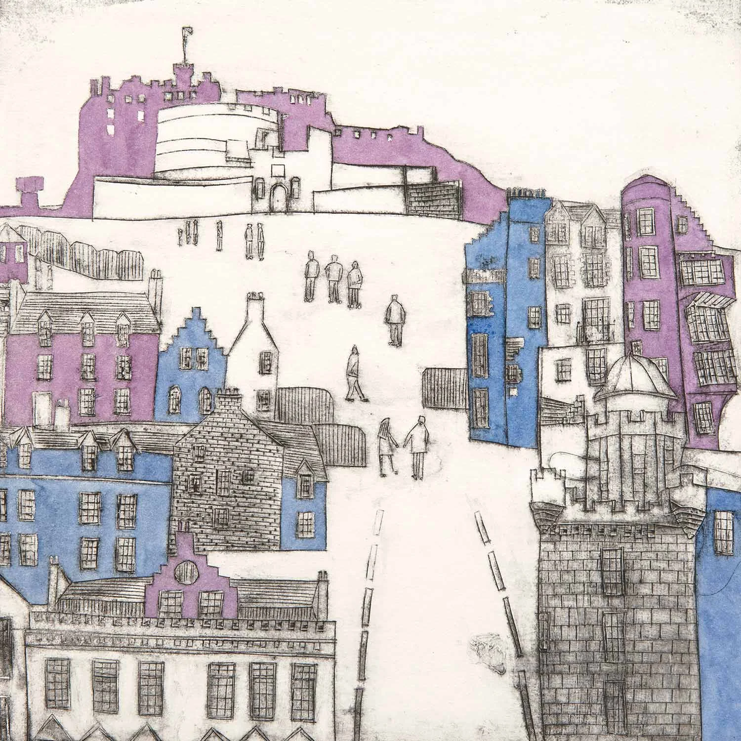 8-Edinburgh-Castle-full-Royal-Mile-Scotland-naive-art-collagraph-print-greetings-card-blank-inside-envelope-colourful.jpg