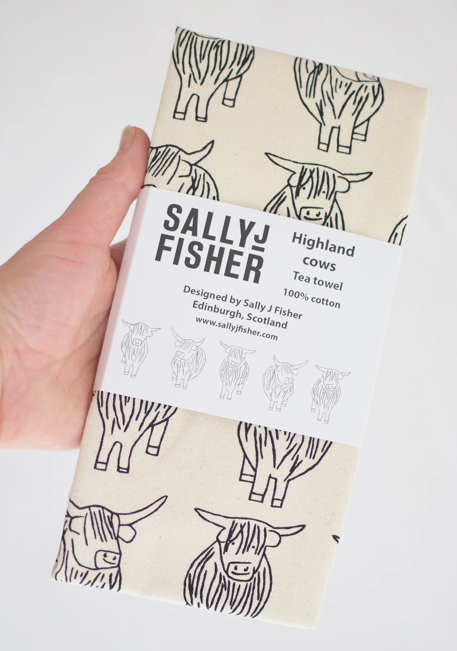 Highland cows tea towel
