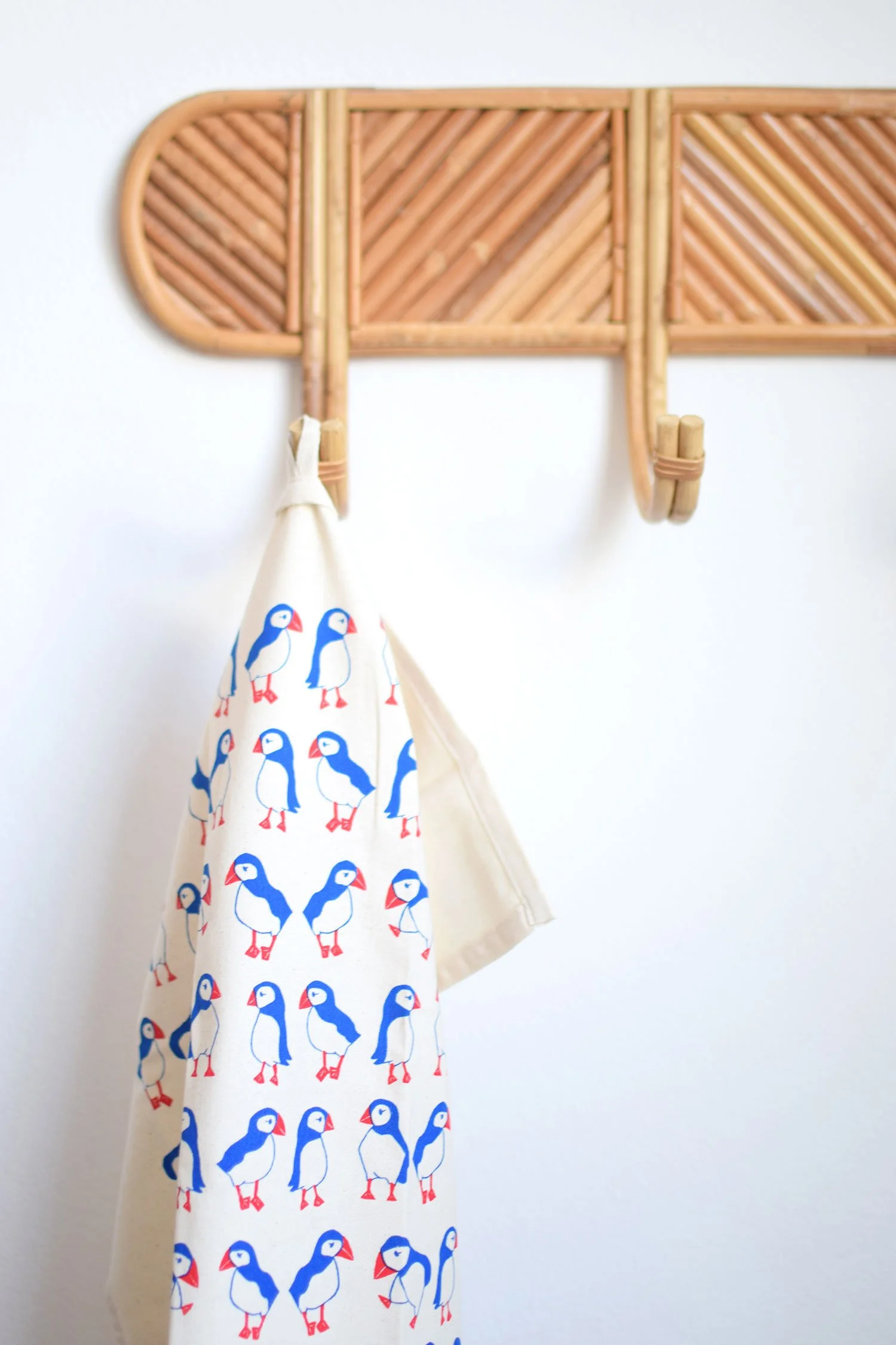 Puffins tea towel