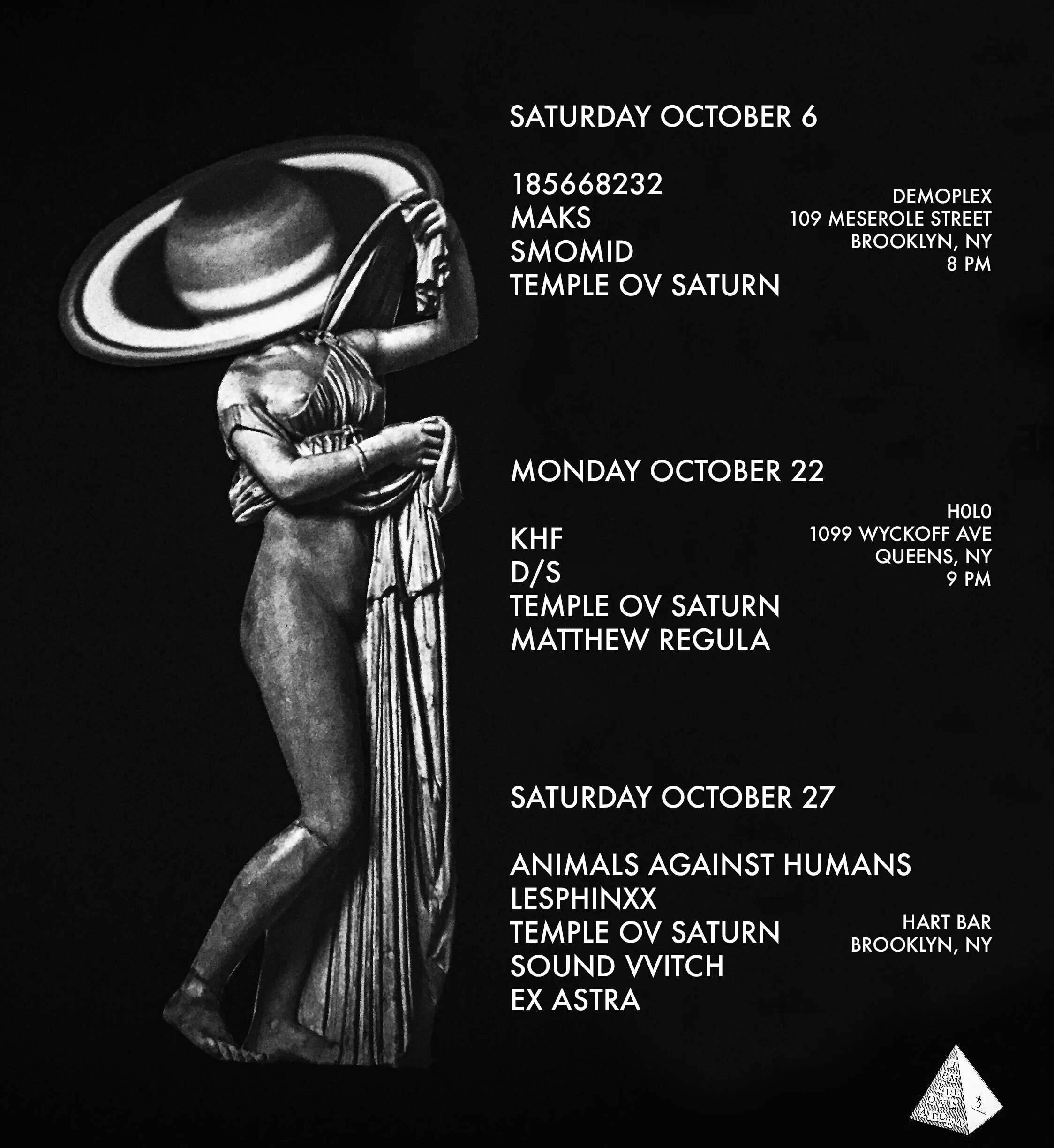Upcoming Temple ov Saturn shows