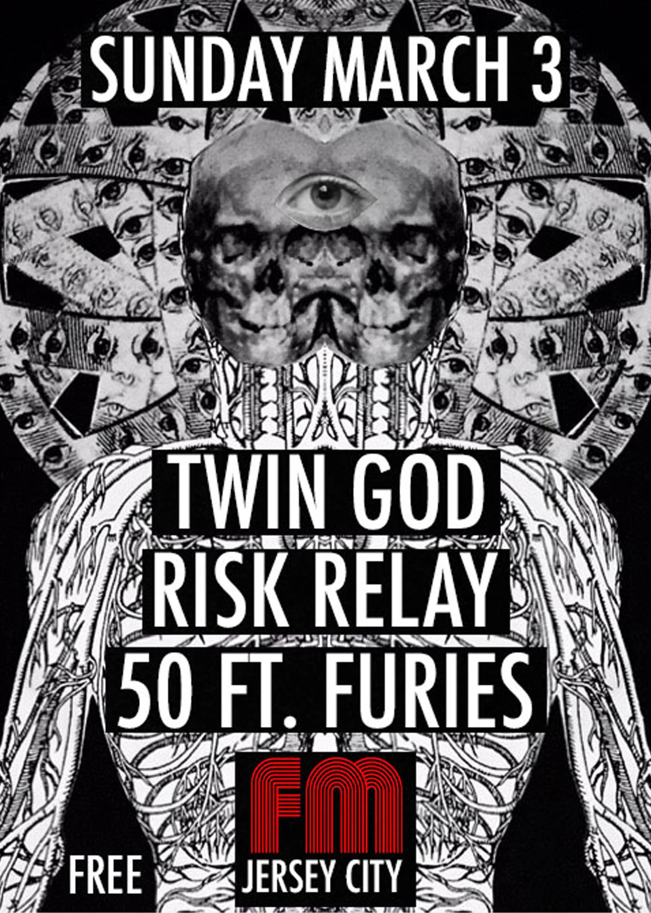 Flyer for March 3rd show at FM Bar in Jersey City