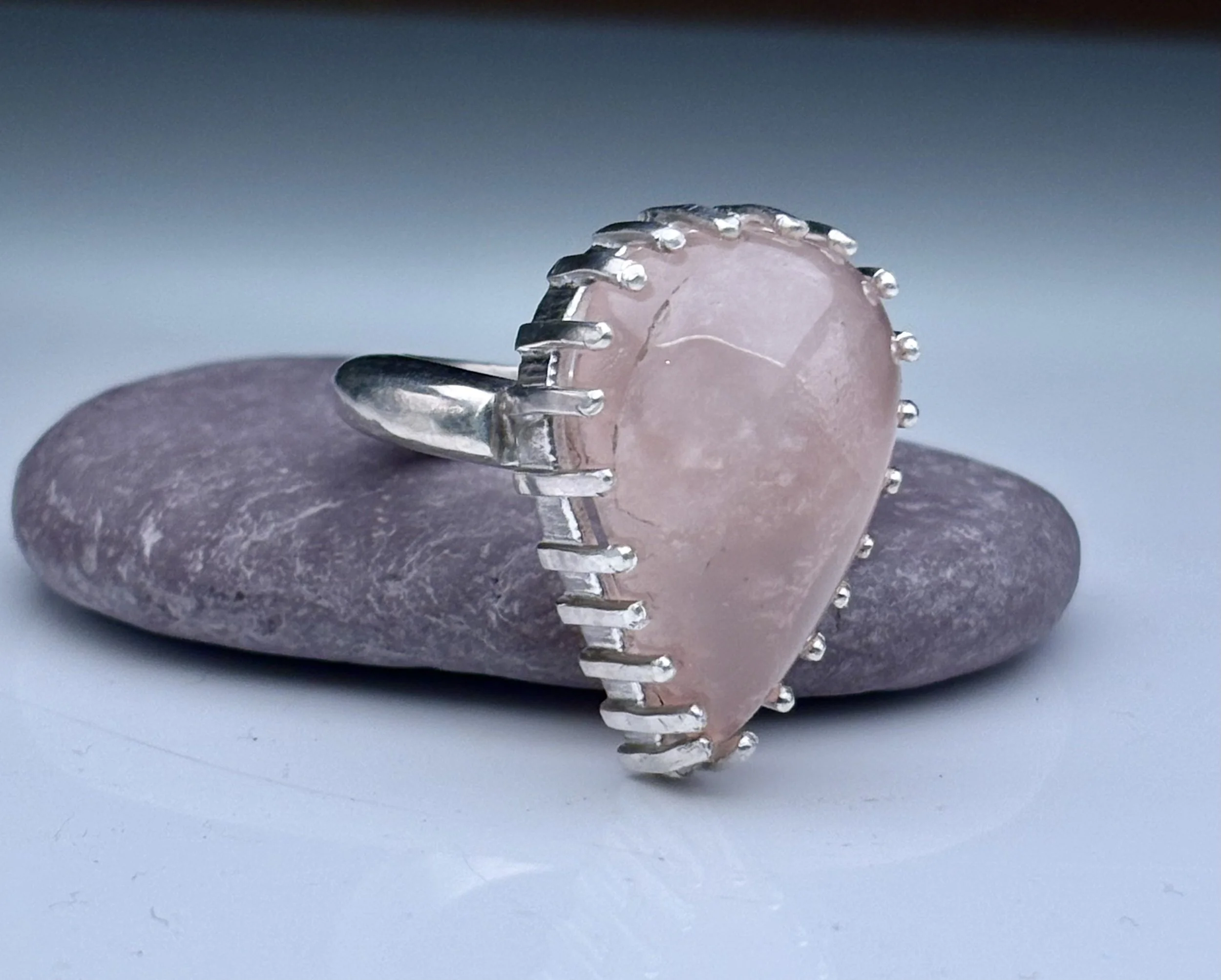 Rose Quartz Ring in a Multiple Prong Setting