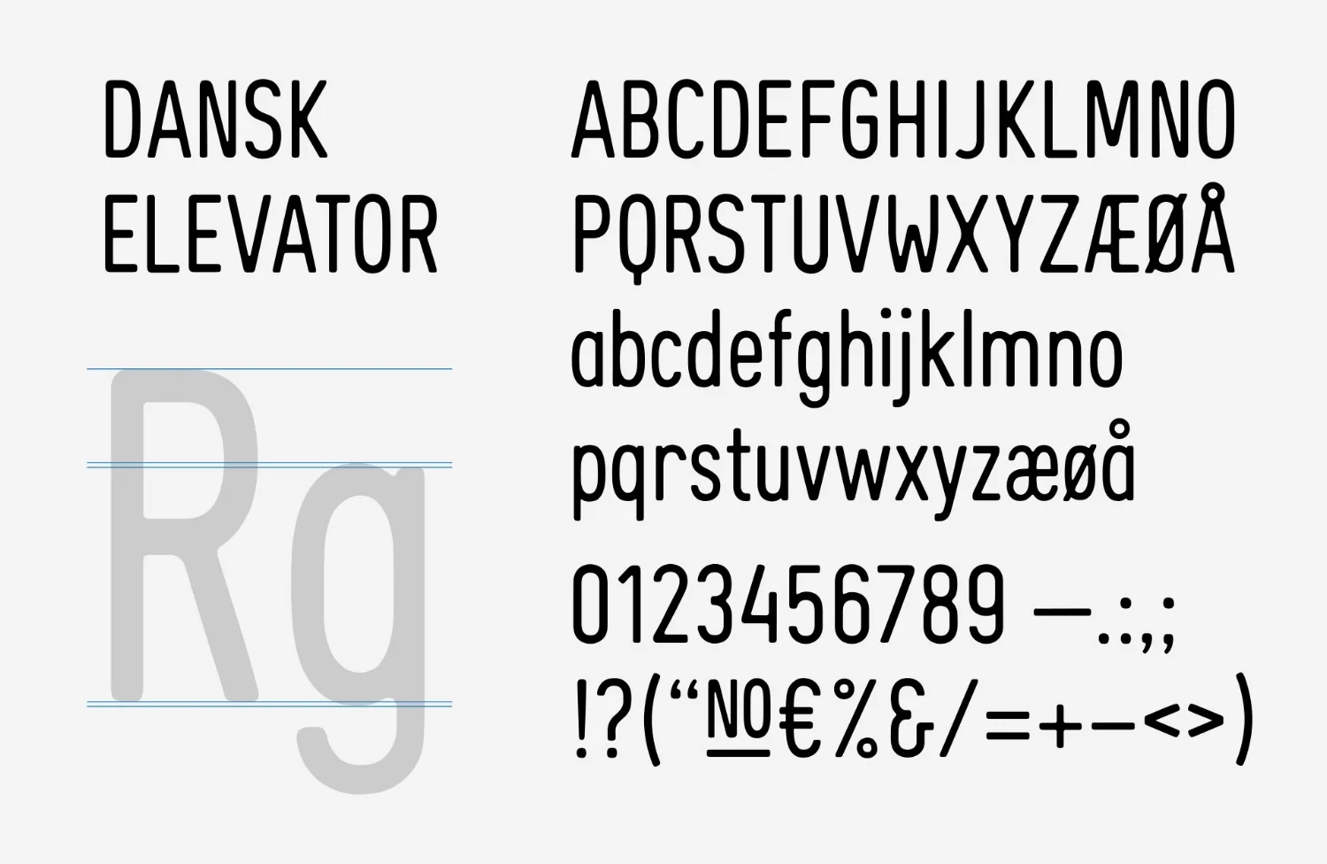 Dansk Elevator Type Design Specimen