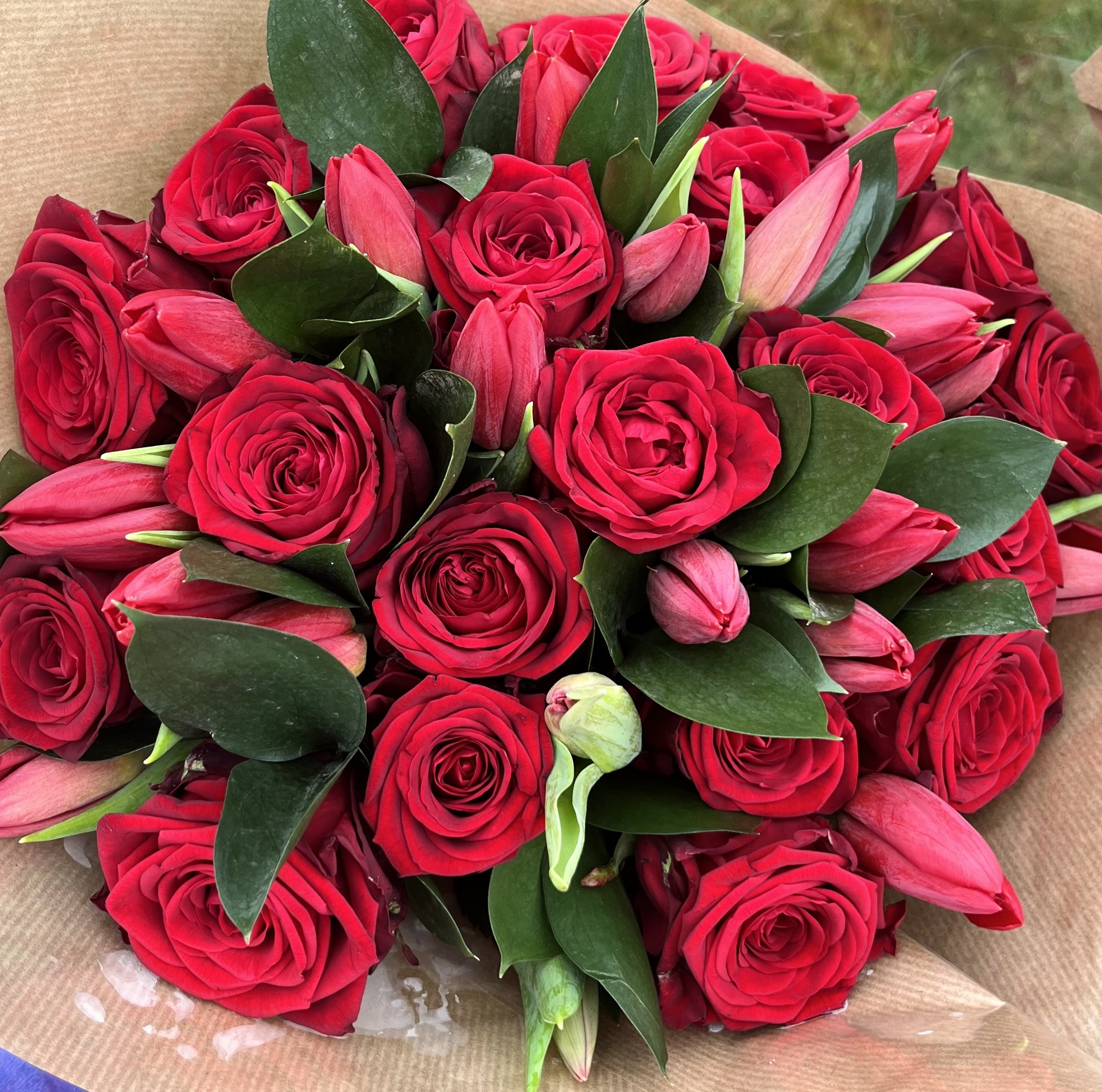 Red Rose & Tulip Bouquet