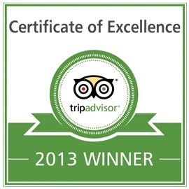 Tripadvisor Certificate of Excellence - 2013 Winner