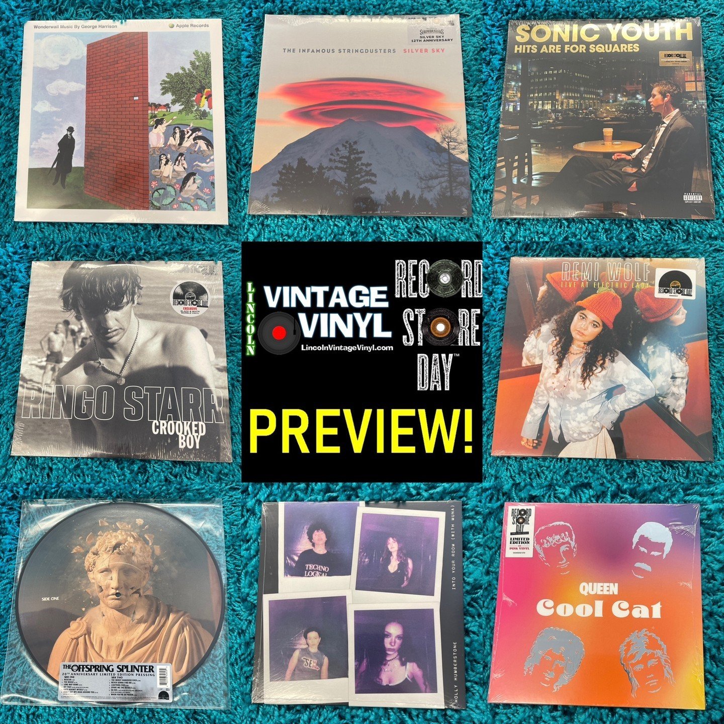 Record Store Day Photo Preview 26! #RSD24 is Saturday April 20th - Open at 7AM! Shop Lincoln Vintage Vinyl FIRST for Lincoln's Largest Selection of RSD Titles! In This Preview: George Harrison, Infamous Stringdusters, Sonic Youth, Ringo Starr, Remi W