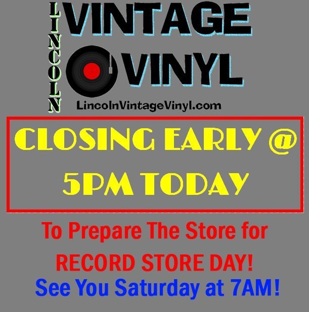 A Quick Programming note!  We will be closing an hour early today (Friday 4/19) at 5PM so we can get set up for Record Store Day!  We hope to see you all Saturday for Record Store Day 2024!