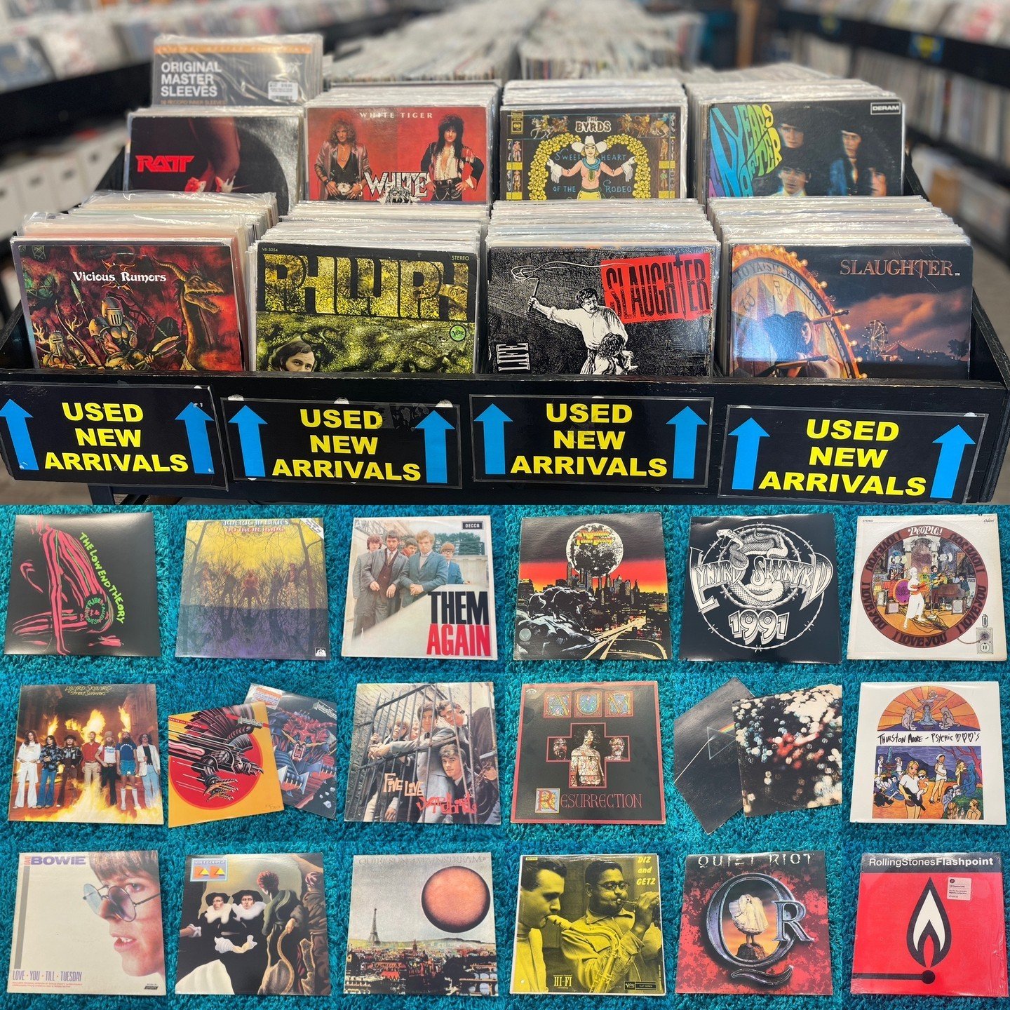 Lots of great new arrivals going out on Saturday!  Ratt, White Tiger, The Byrds, Ten Years After, Vicious Rumors, Phluph, Slaughter (Originals!), A Tribe Called Quest, American Blues (Early Pre-ZZ Top!), Them, Thin Lizzy, Lynyrd Skynyrd, People, Juda