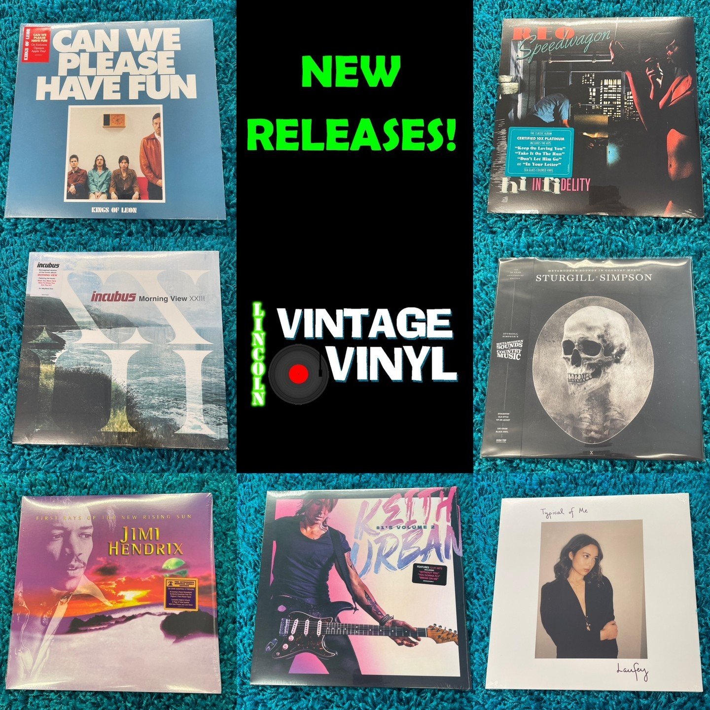 New Releases Available Tomorrow, Friday, May 10th!  If you see anything you'd like us to hold for you, let us know!
🔹 Kings Of Leon - Can We Please Have Fun
🔹 REO Speedwagon - Hi Infidelity (180 Gm Sea Glass Color Vinyl)
🔹 Incubus - Morning View X