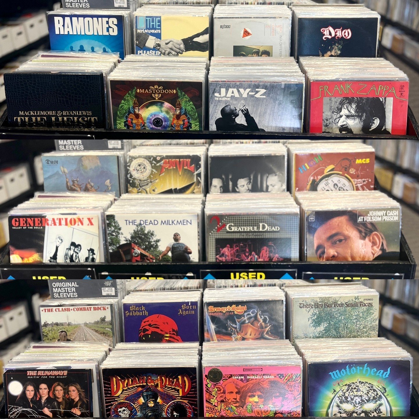 We have a lot of great stuff going out in the racks for Memorial Day Weekend!  Here are some of the highlights hitting the bins Saturday!  Ramones, The Replacements, Buzzcocks, Dio, Macklemore and Ryan Lewis, Mastadon, Jay-Z, Frank Zappa, Dust, Anvil