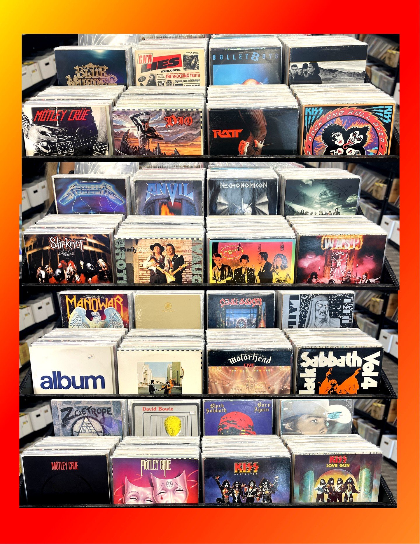 Can this drop keep up with the heat tomorrow?  We hope so!  Some great titles going out on this  Saturdays drop!  Blue Murder, Guns N Roses, Bullet Boys, U2, Motley Crue, Dio, Ratt, Lots of KISS, Metallica (Original!), Anvil, Necronomicon, Slipknot, 