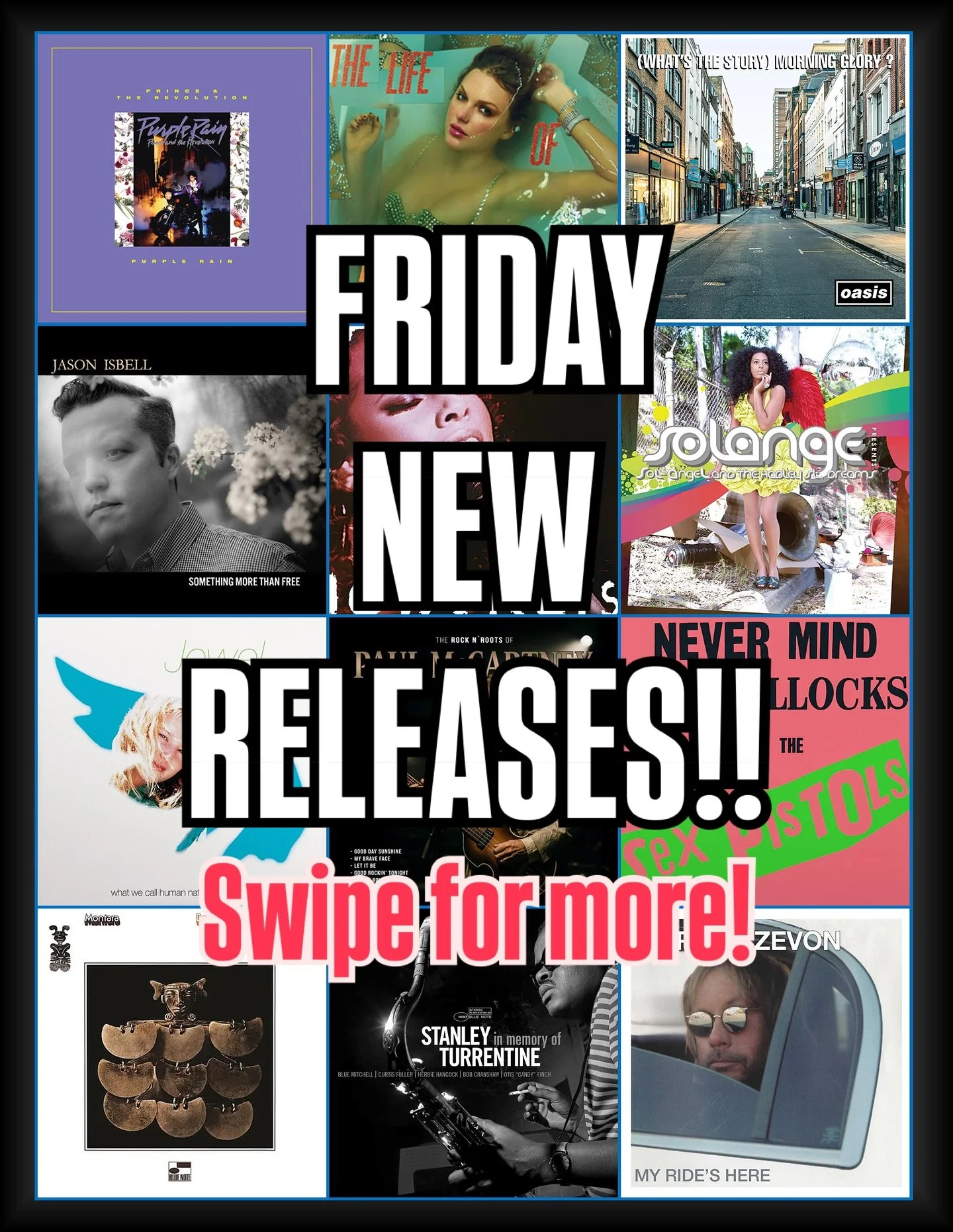 There are some great new releases coming out tomorrow!  Our shipment is running late and will arrive tomorrow afternoon (Friday). Taylor Swift will be on time!  We have a bunch of Taylor on vinyl, and a few copies on CD!  If you would like us to hold