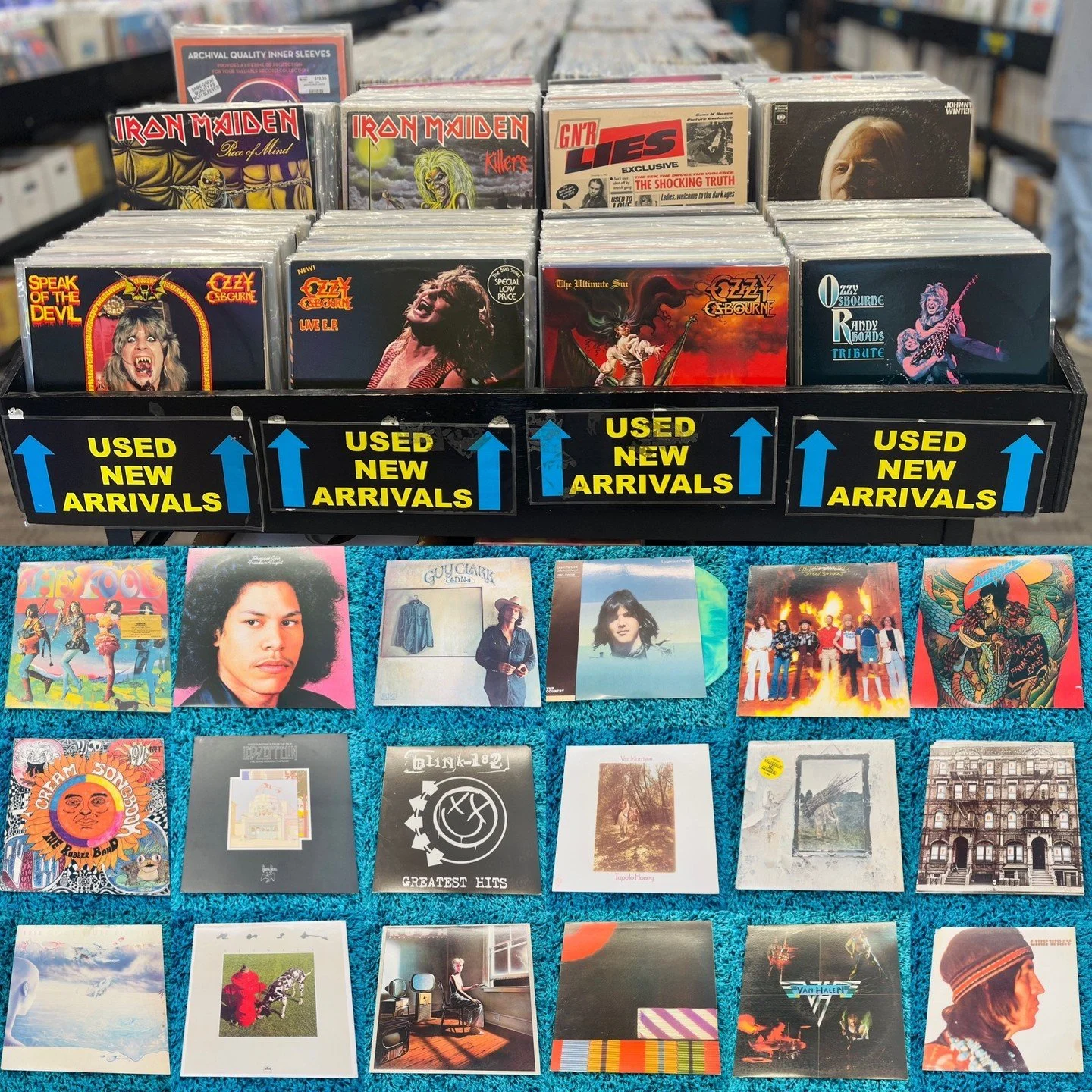We have a solid batch of used new arrivals going out for your Saturday record shopping!  All of these will go out, first come first served, when we open tomorrow at noon!  Sorry No Holds.  Iron Maiden (Originals), Guns N Roses (Lies - Original Recall