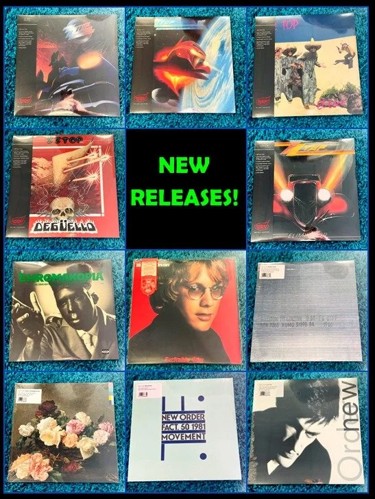 Peak New Release Season Is Here!  There is a staggering amount of new releases this week!  Please let us know if we can set any of these aside for you!  This is post 1 of 3!  ZZ Top - Rhino Hi-Fi's (Recycler, Afterburner, El Loco, Deguello, and Elimi