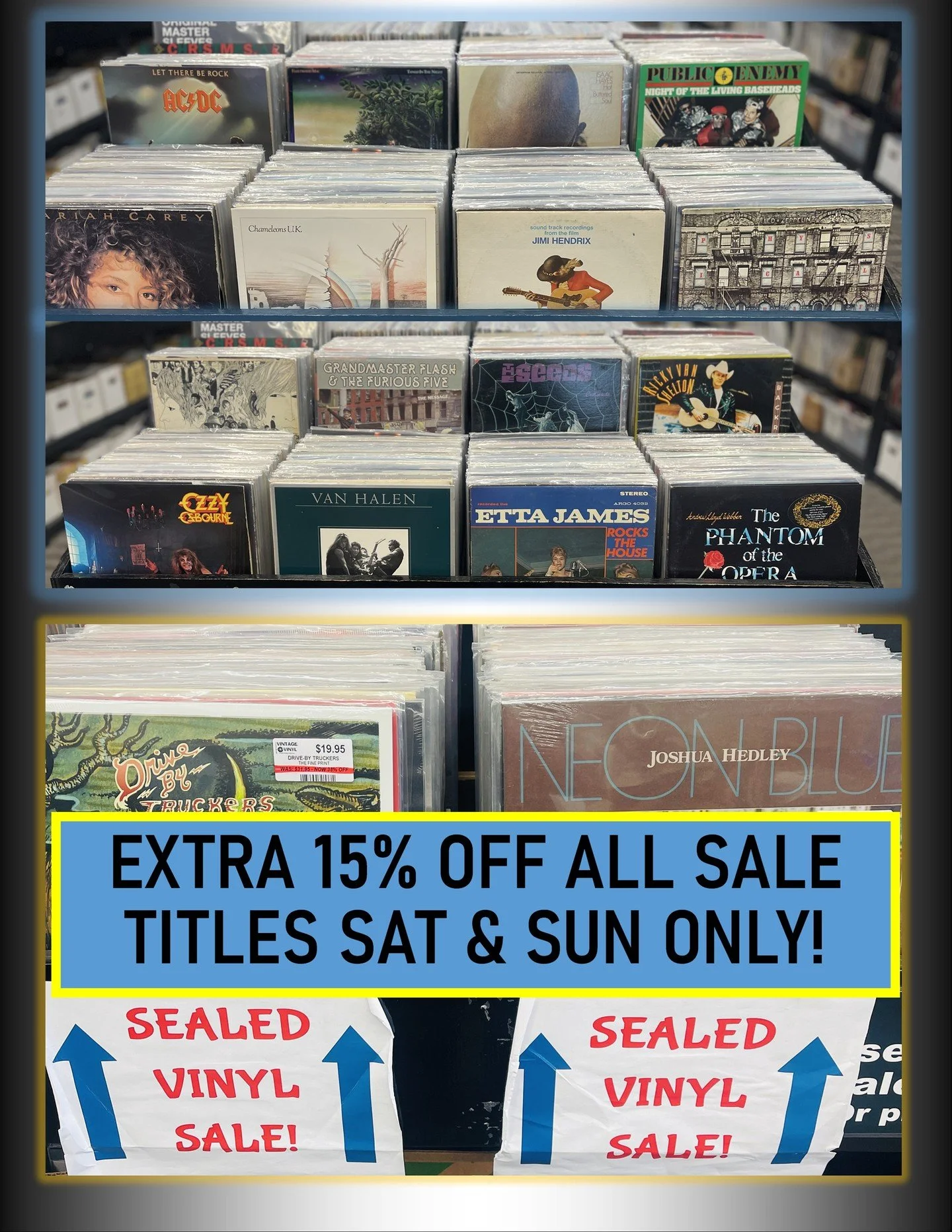 We have some great used titles going out this Saturday, plus Save with early Black Friday deals on our Sealed Vinyl Sale!  Take an extra 15% off these already rock bottom, below cost, prices!  Help us clear out the bin for Black Friday RSD Titles!  U