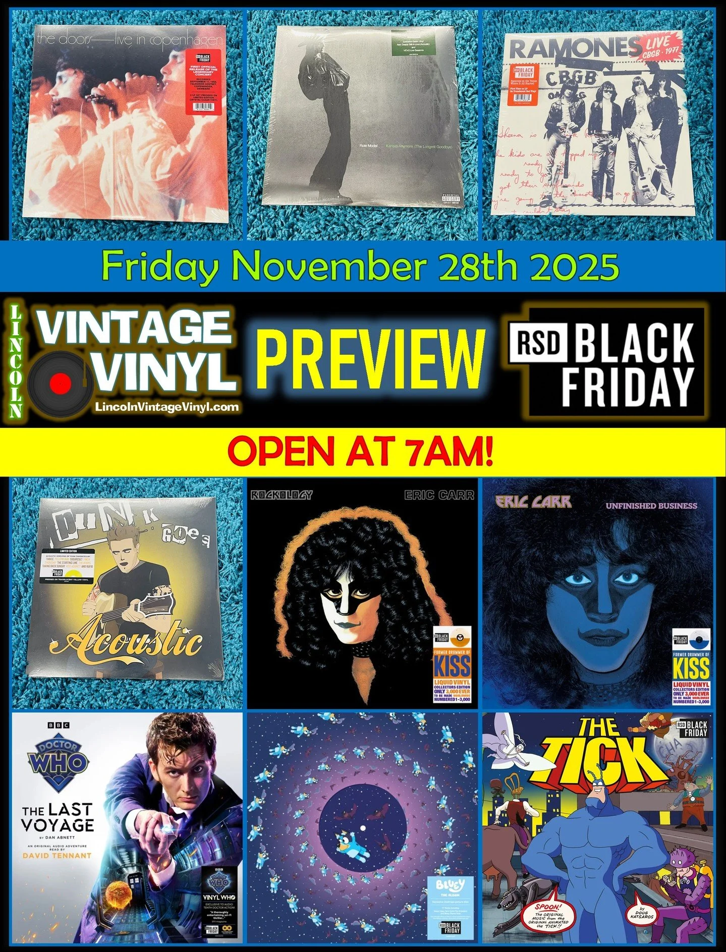 Black Friday Record Store Day Photo Preview 13!  #rsdblackfriday is Friday November 28th - Open at 7AM!  Shop Lincoln Vintage Vinyl FIRST for Lincoln's Largest Selection of RSD Titles!  In This Final Preview: The Doors, Role Model, The Ramones, Vario