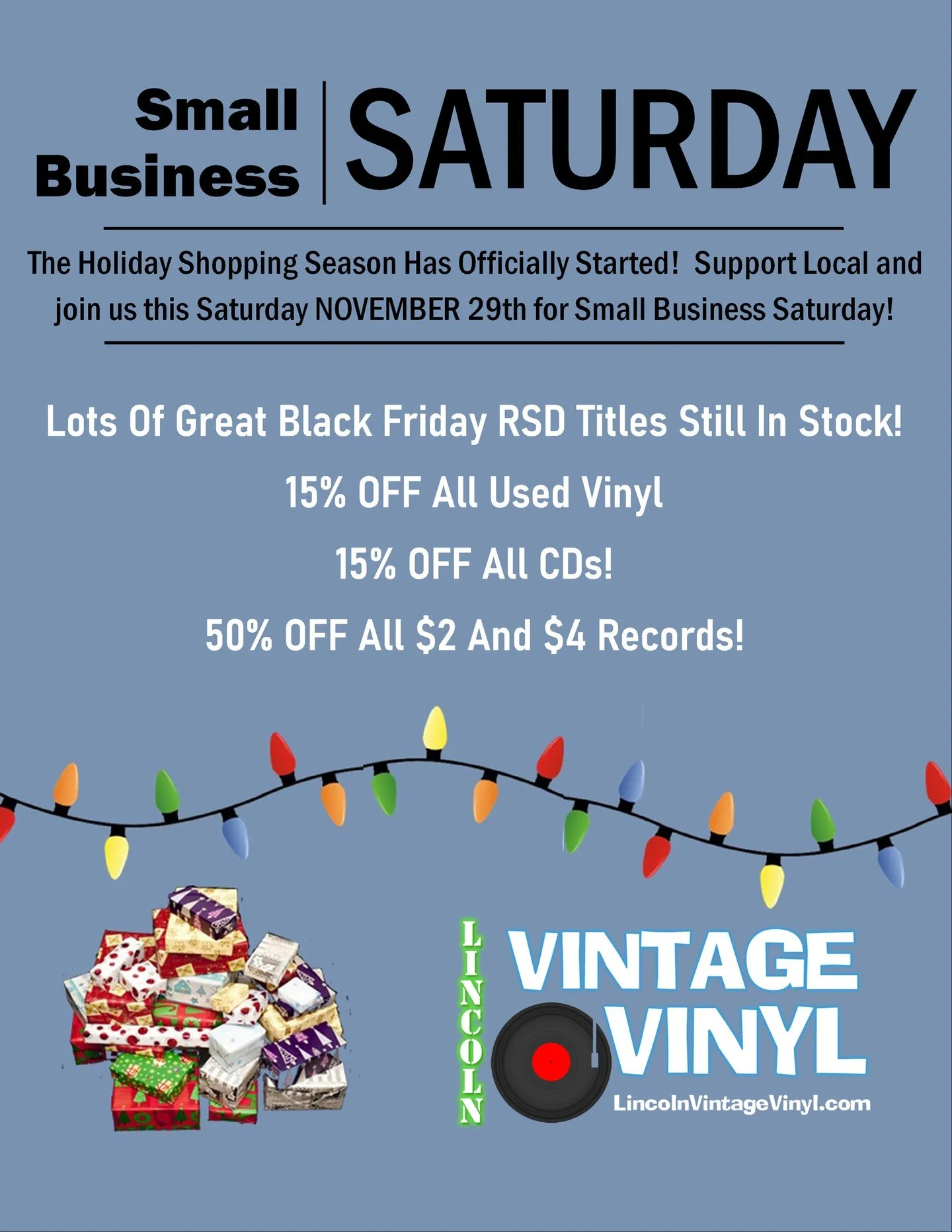 A huge THANK YOU to all our customers that made it in for Black Friday Record Store Day! If you didn't get a chance to come see us on today, please join us tomorrow for Small Business Saturday!  We still have lots of GREAT Black Friday titles, Plus w
